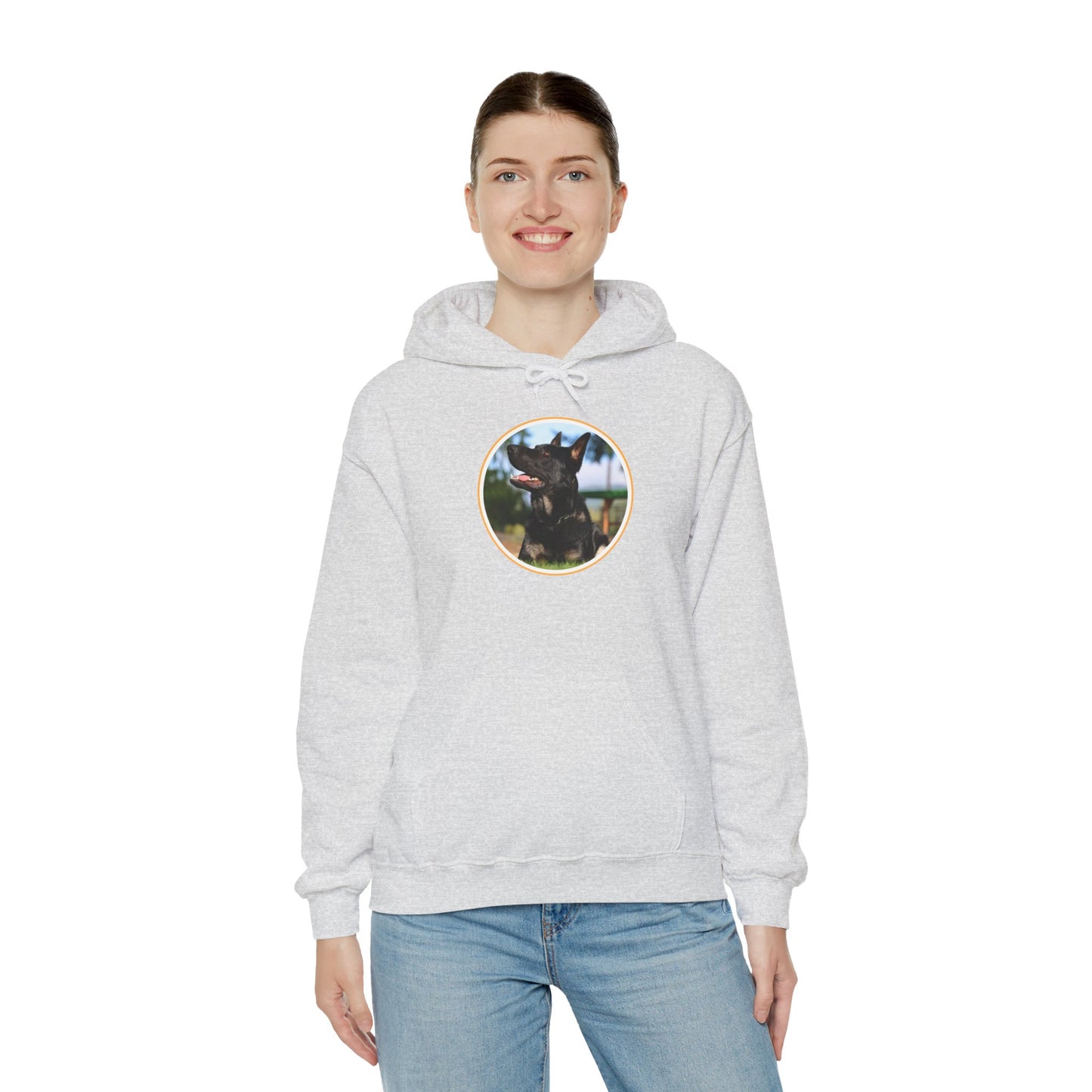 Unisex Dog Lover Hoodie With Bicolor German Shepherd with Intense Expression