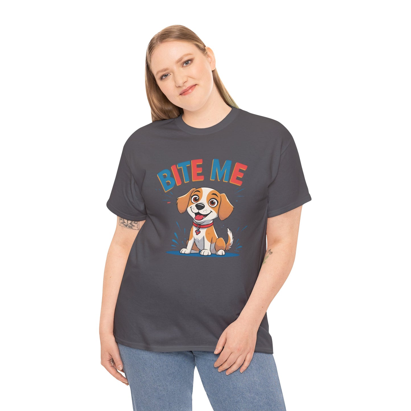 Playful Dog Lover Tee, Bite Me Unisex Cotton T-Shirt for Dog Trainers, Funny Gift for Dog Lovers, Cute Dog Apparel