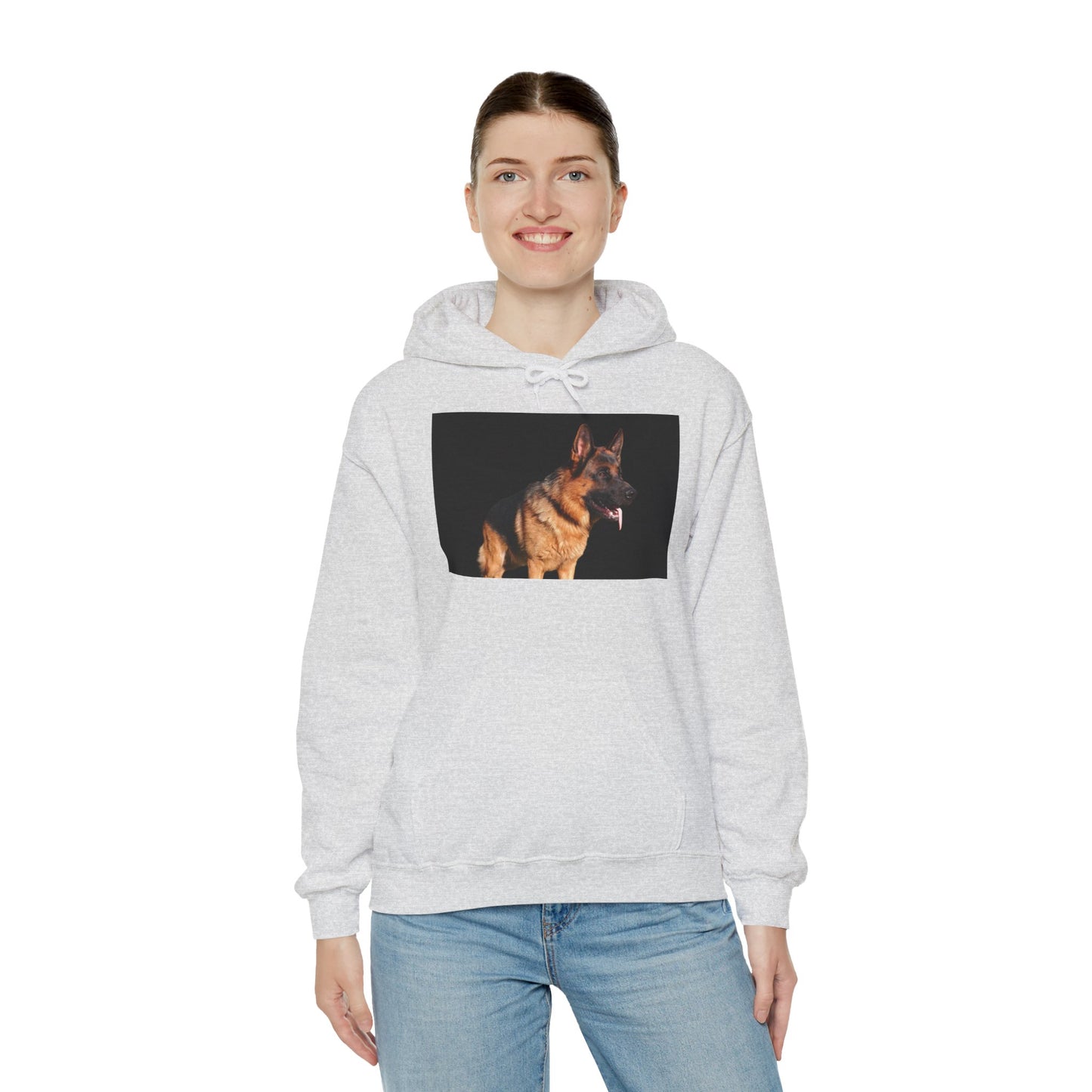 Unisex Dog Lover Hoodie With a Showline German Shepherd Leaving Tongue Out Standing for a Pose