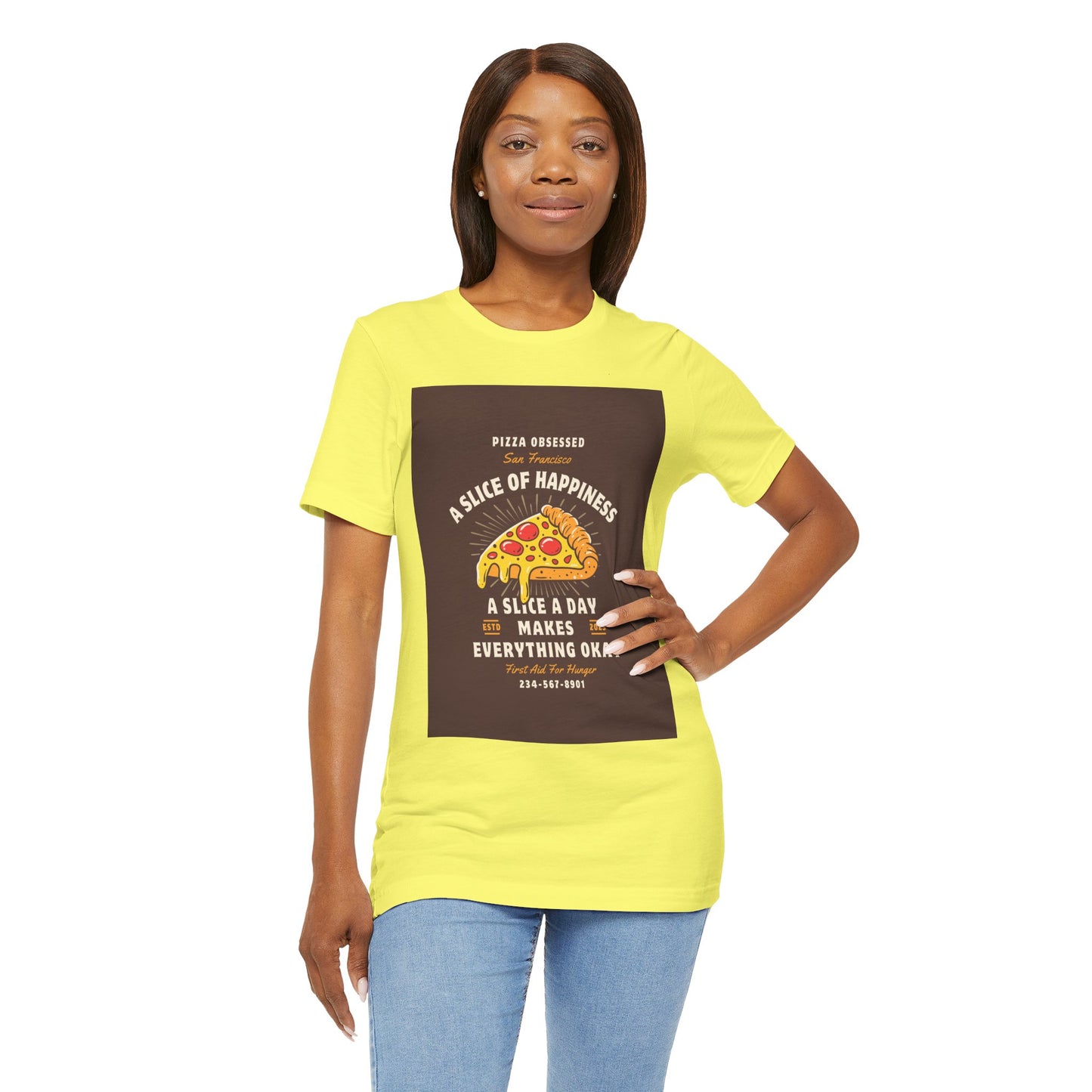 Pizza Lover's Happiness Tee, Fun Unisex T-Shirt, Casual Wear, Gift for Foodies, Pizza Party Attire, Comfortable Daily Shirt
