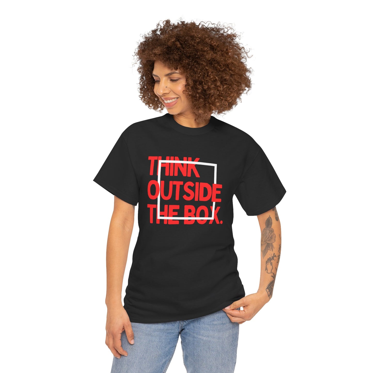 Creative Thinking Unisex Cotton Tee - Thin Out of Box, Inspirational Shirt, Motivational Gifts, Trendy Top for All Occasions, Perfect for Dreamers