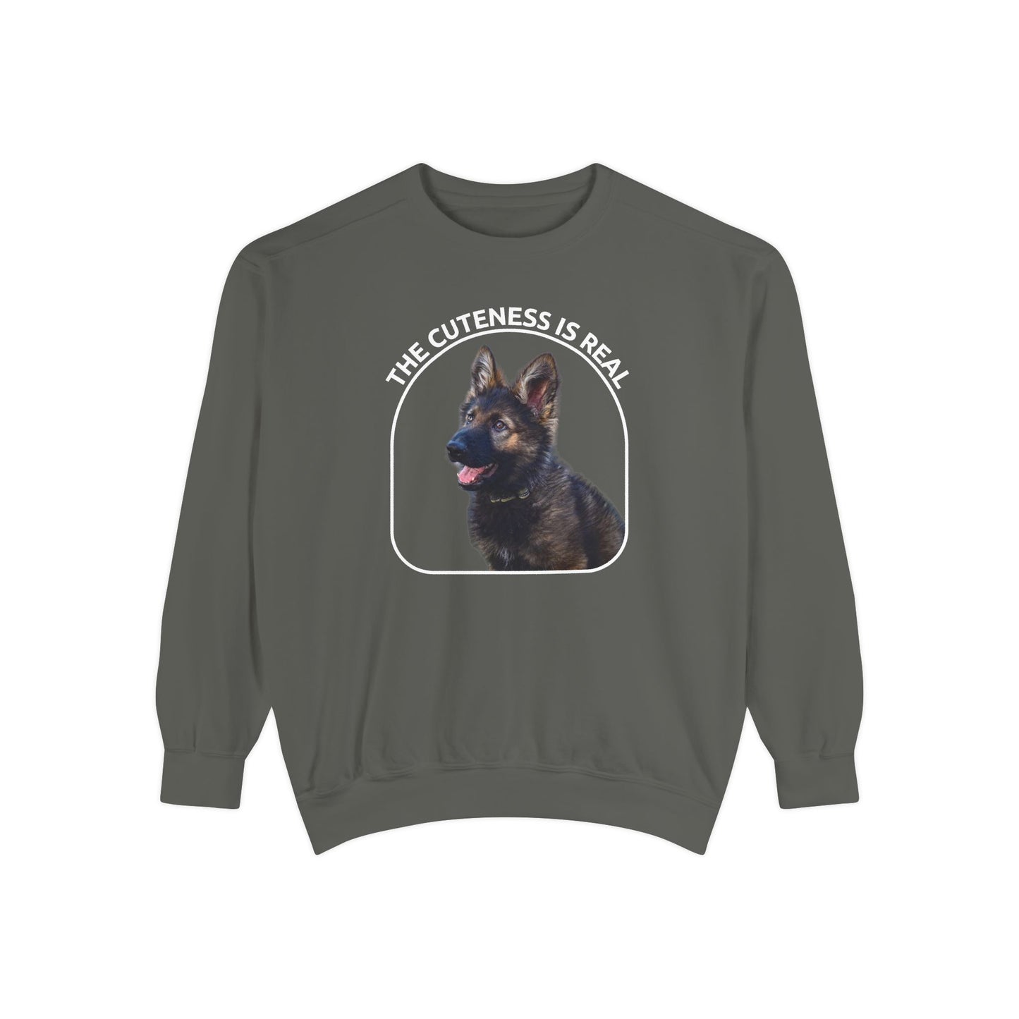 Unisex Dog Lover Sweatshirt With a Cute German Shepherd Puppy and Caption The Cuteness Is Real