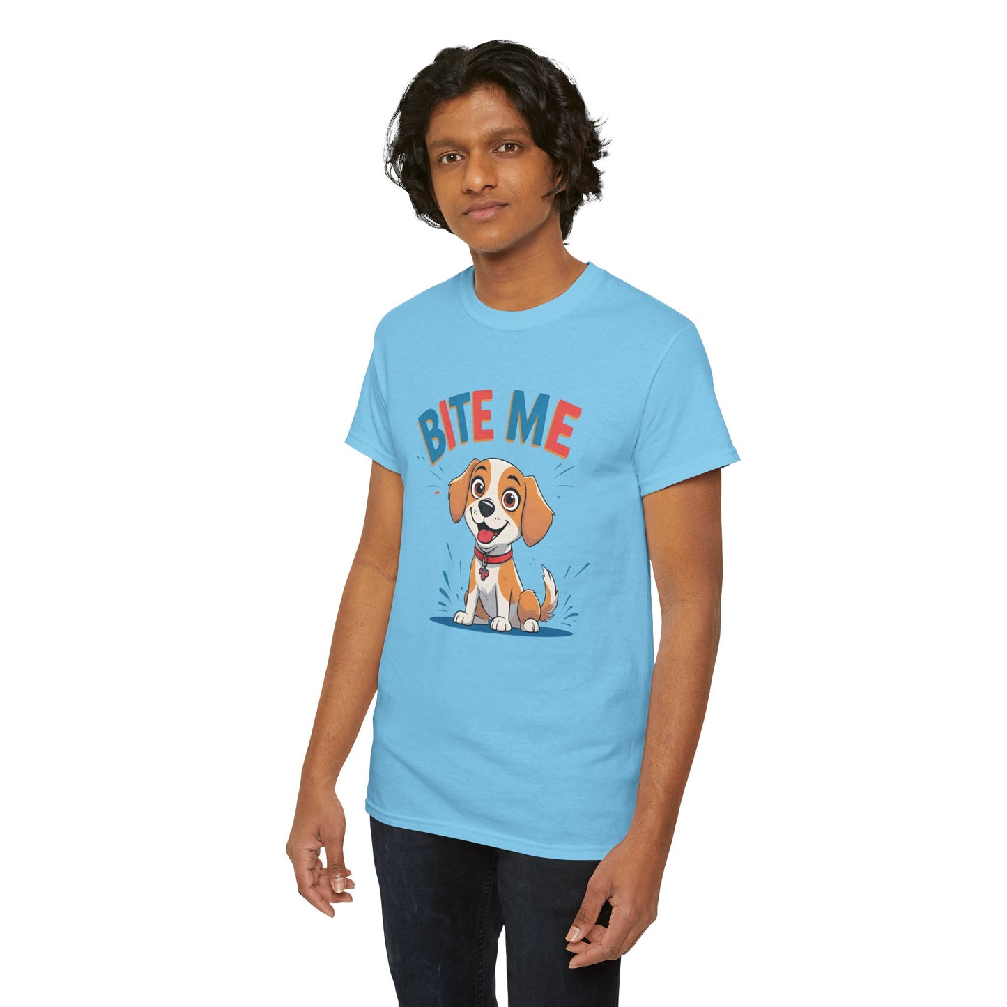 Playful Dog Lover Tee, Bite Me Unisex Cotton T-Shirt for Dog Trainers, Funny Gift for Dog Lovers, Cute Dog Apparel