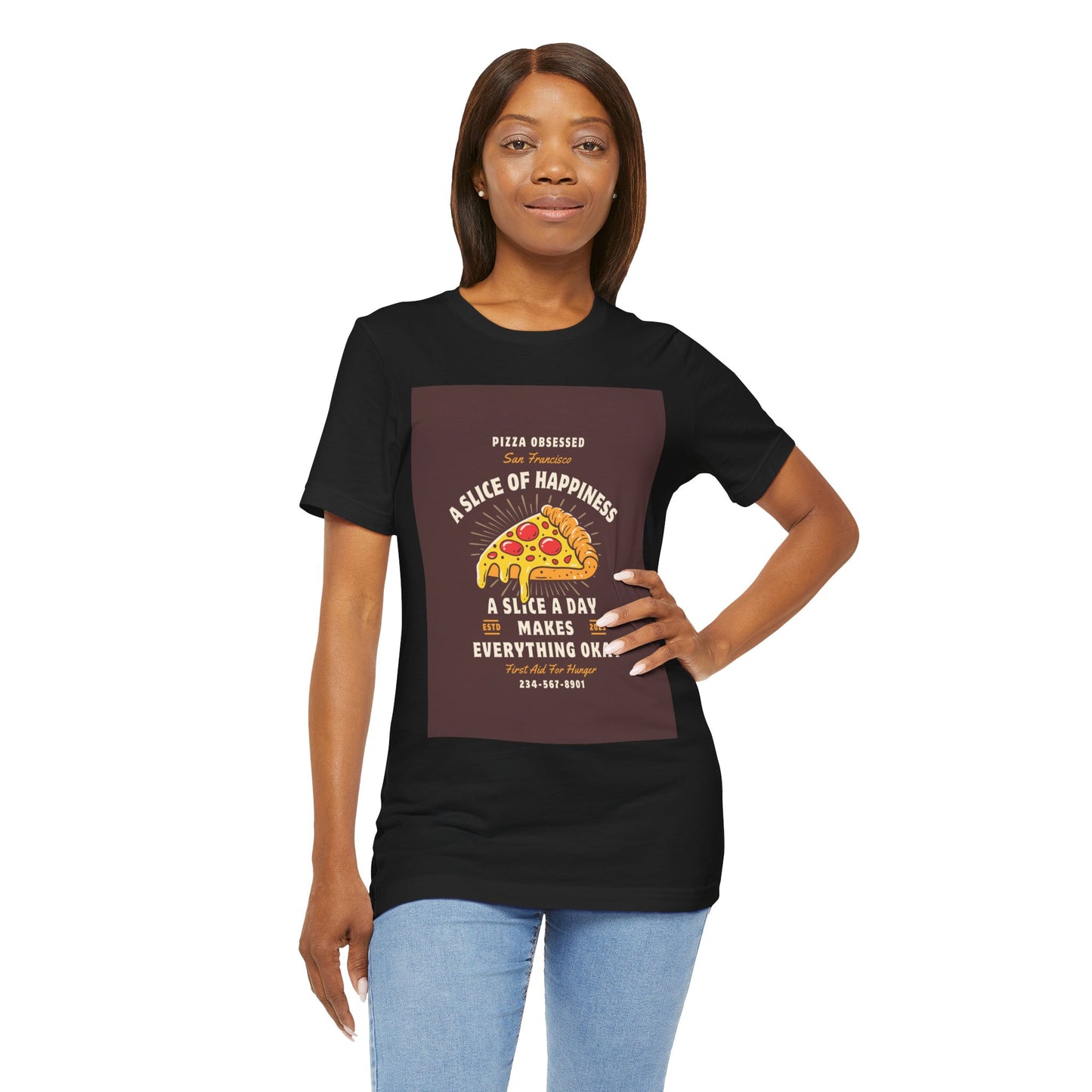 Pizza Lover's Happiness Tee, Fun Unisex T-Shirt, Casual Wear, Gift for Foodies, Pizza Party Attire, Comfortable Daily Shirt