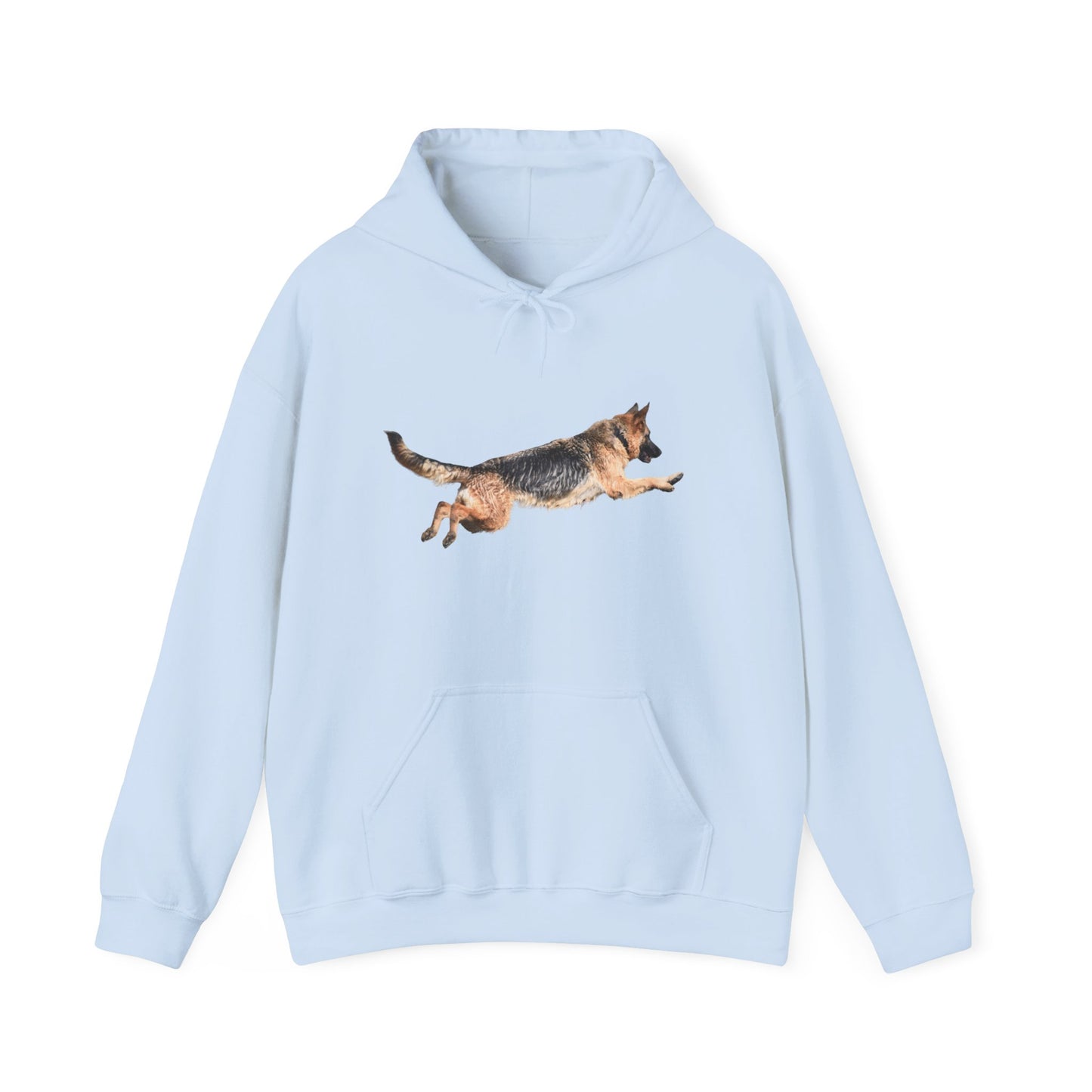 Unisex Dog Lover Hoodie With a Wet German Shepherd Jumping in the Air