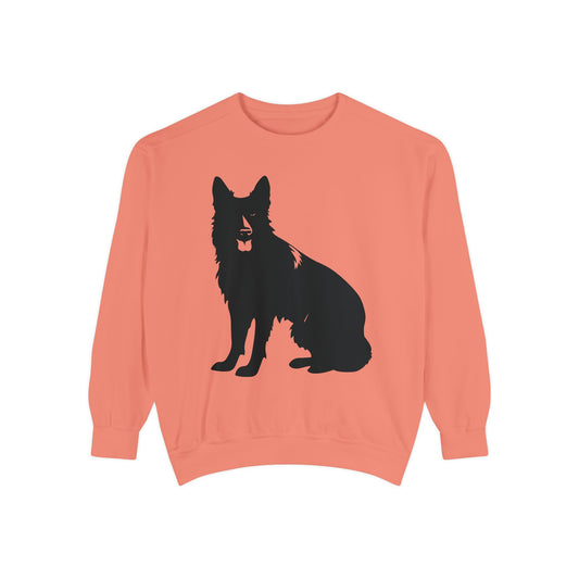 Unisex Dog Lover Sweatshirt With Graphic of Black German Shepherd With Hanging Tongue Sloppily Sitting