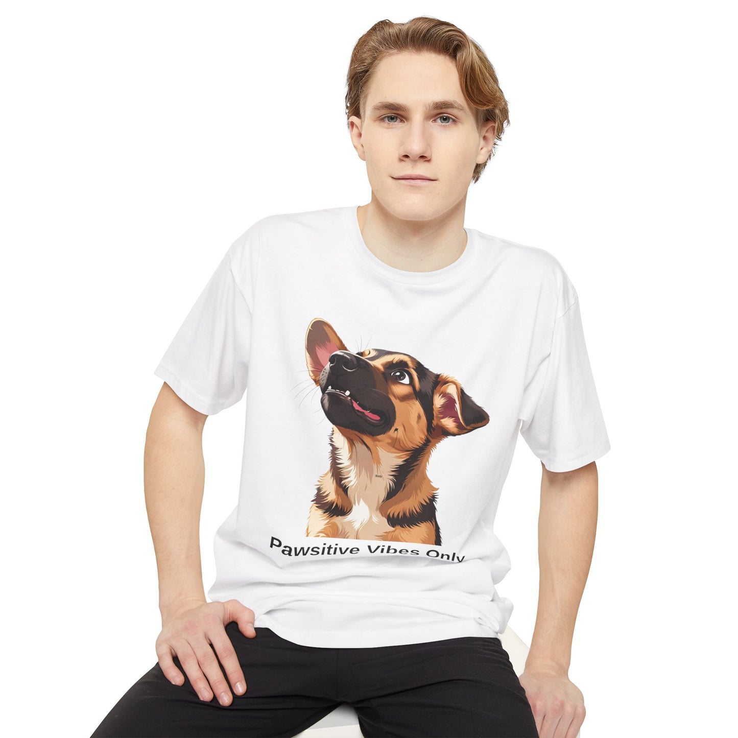 Pawsitive Vibes Only German Shepherd Puppy Urban Tee, Dog Lover Shirt, Casual Everyday Wear, Gift for Animal Lovers, Unique Graphic Tee