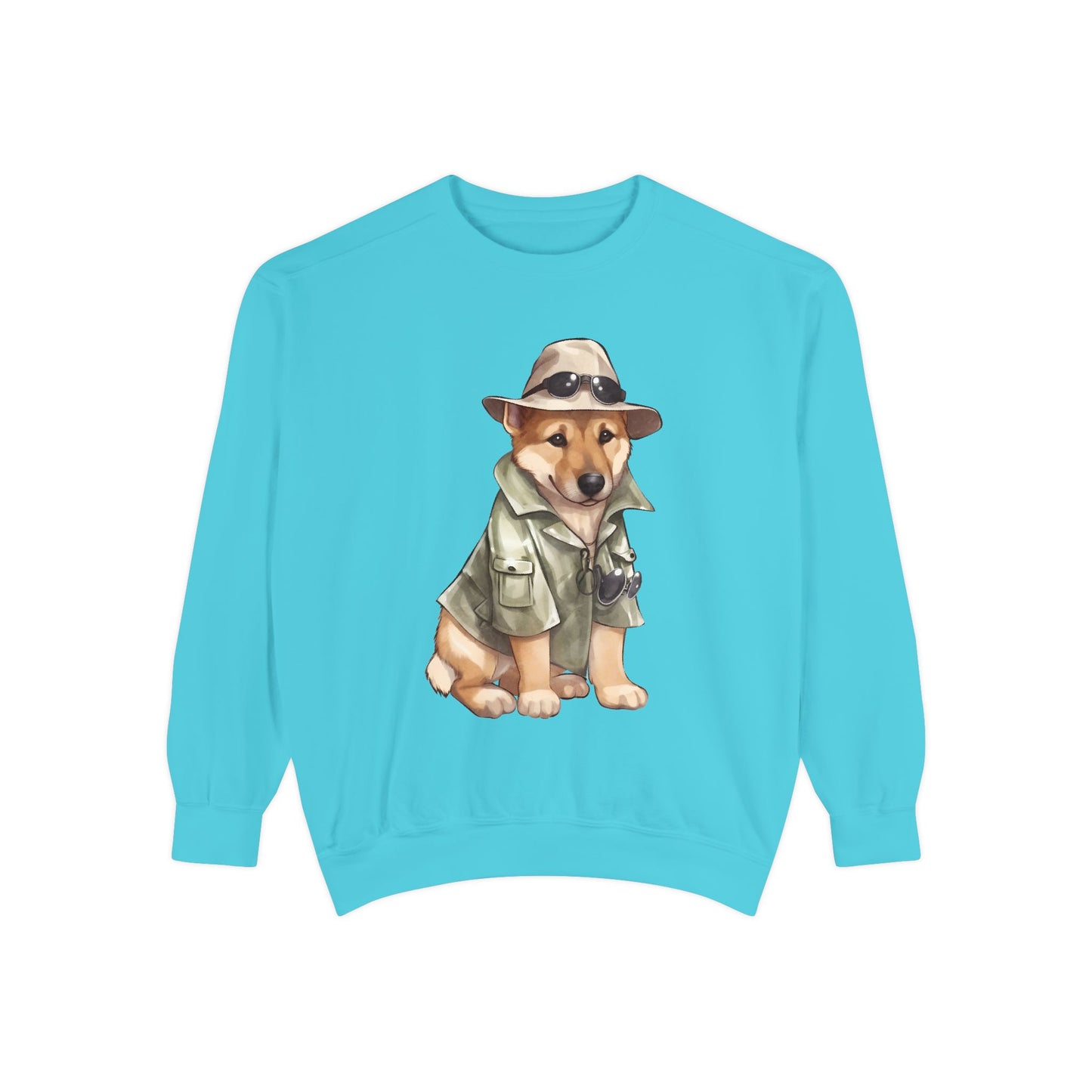 Unisex Dog Lover Sweatshirt With a Graphic of German Shepherd Wearing Detector's Hat and Costume