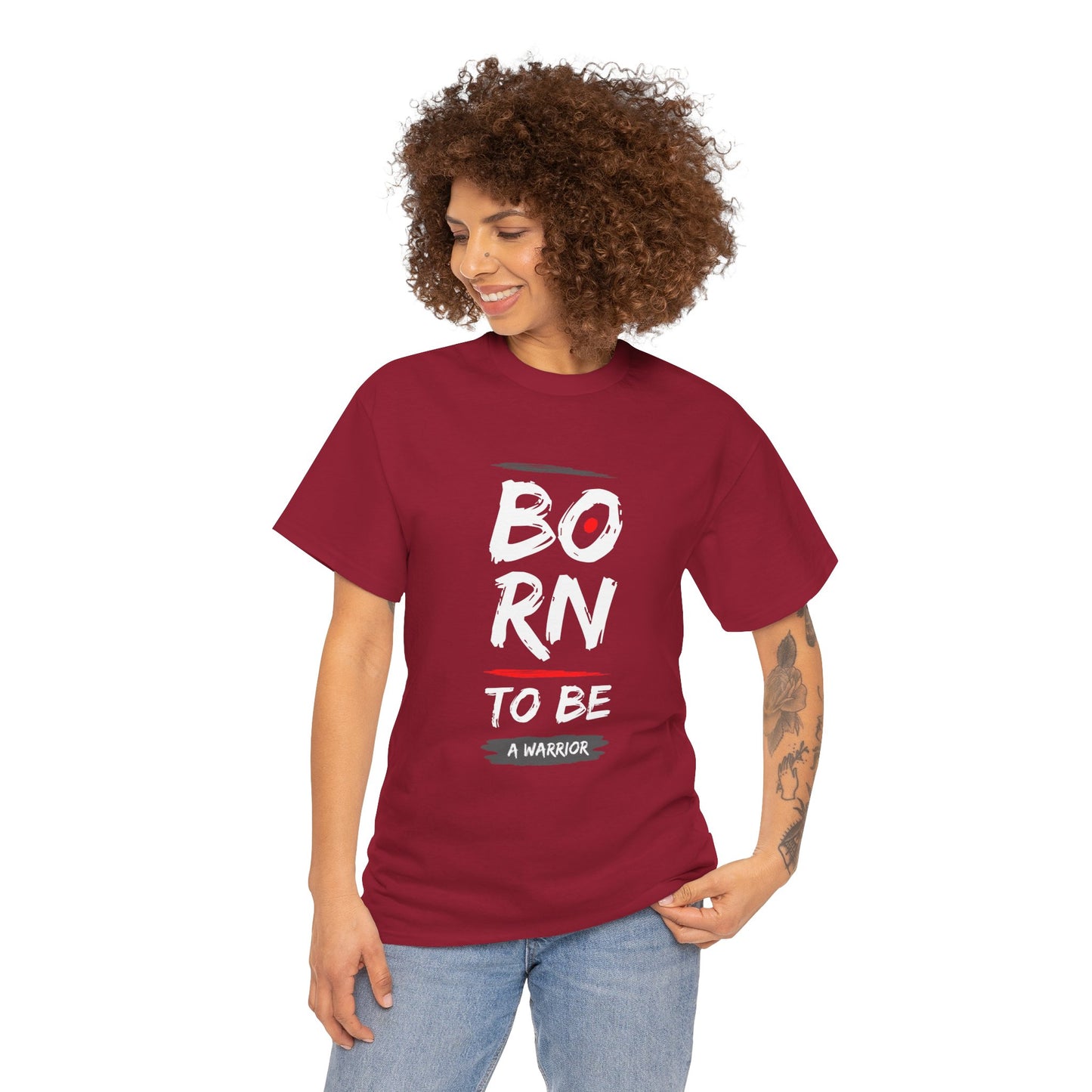 Born to Be a Warrior Unisex Heavy Cotton Tee, Inspirational Shirt for Veterans, Motivational Gift, Fitness Apparel, Casual Wear