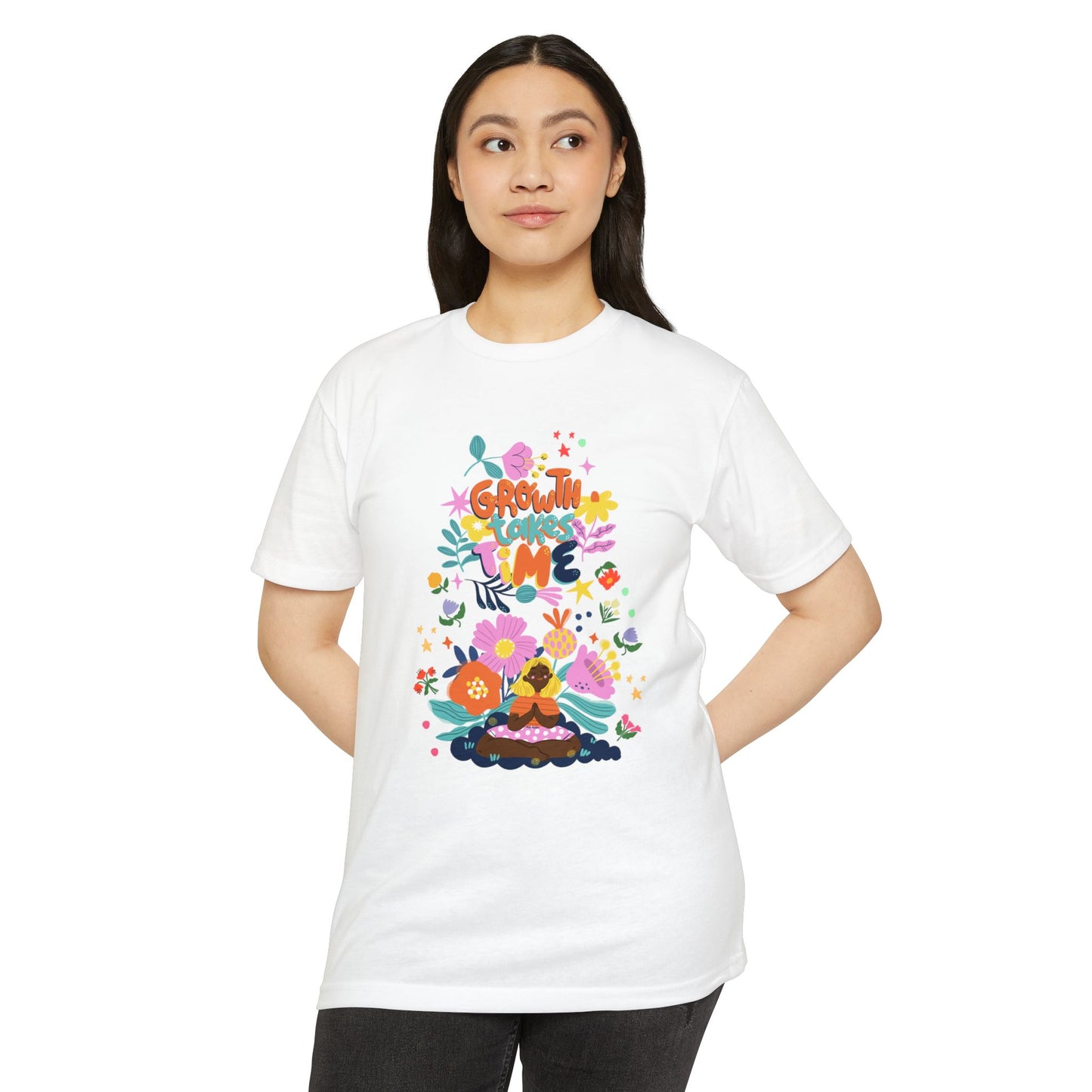 Growth Takes Time Floral Unisex T-Shirt, Spring Tee, Inspirational T-Shirt, Casual Wear, Unique Gift Idea