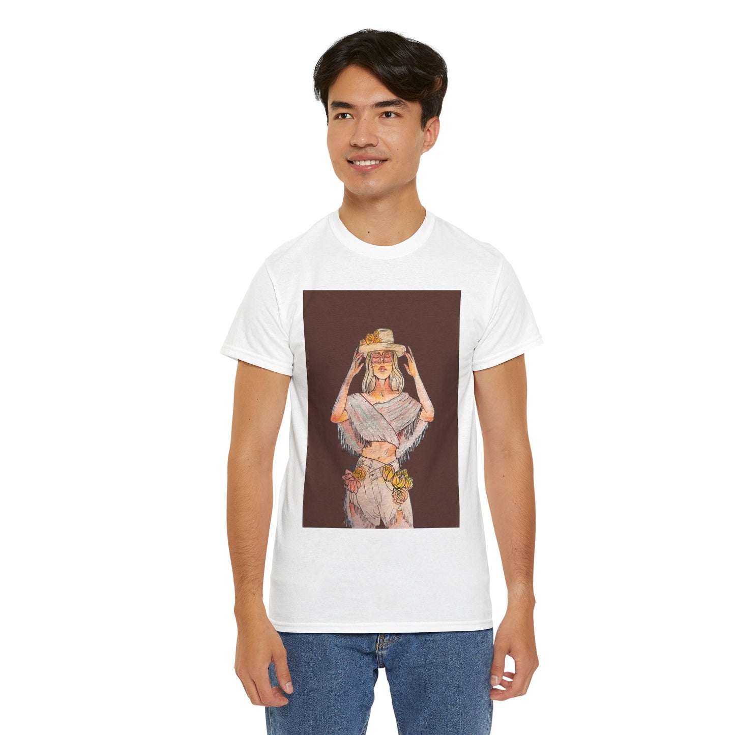 Bohemian Vibes Unisex Heavy Cotton Vintage Tee, Casual Wear, Summer Style Shirt, Gift for Her, Festival Outfit, Art-Inspired Apparel