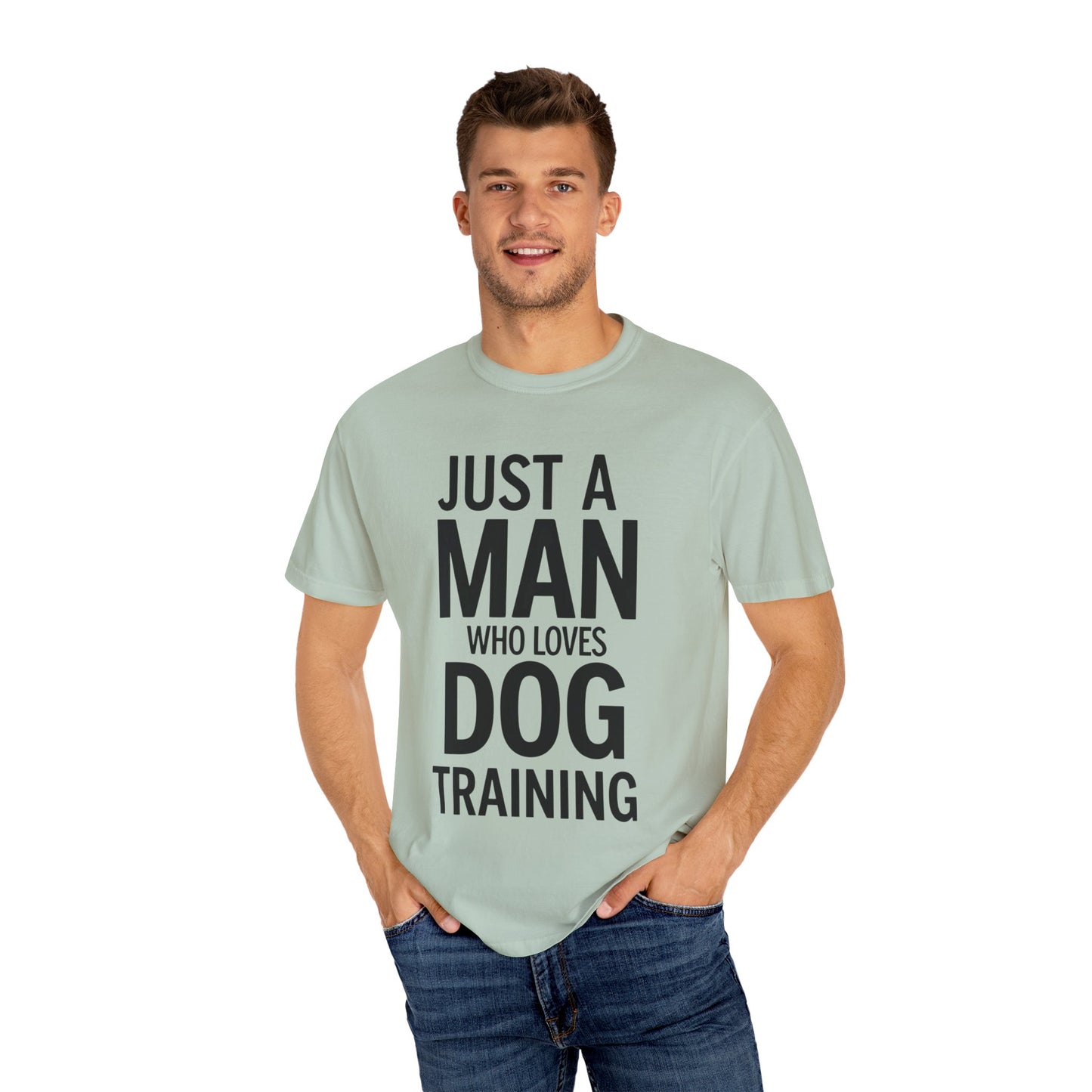 Dog Training Enthusiast T-Shirt - Just a Man Who Loves Dog Training, Pet Lover Gift, Casual Comfort Wear, Dog Owner Apparel, Gift for Dog Lovers