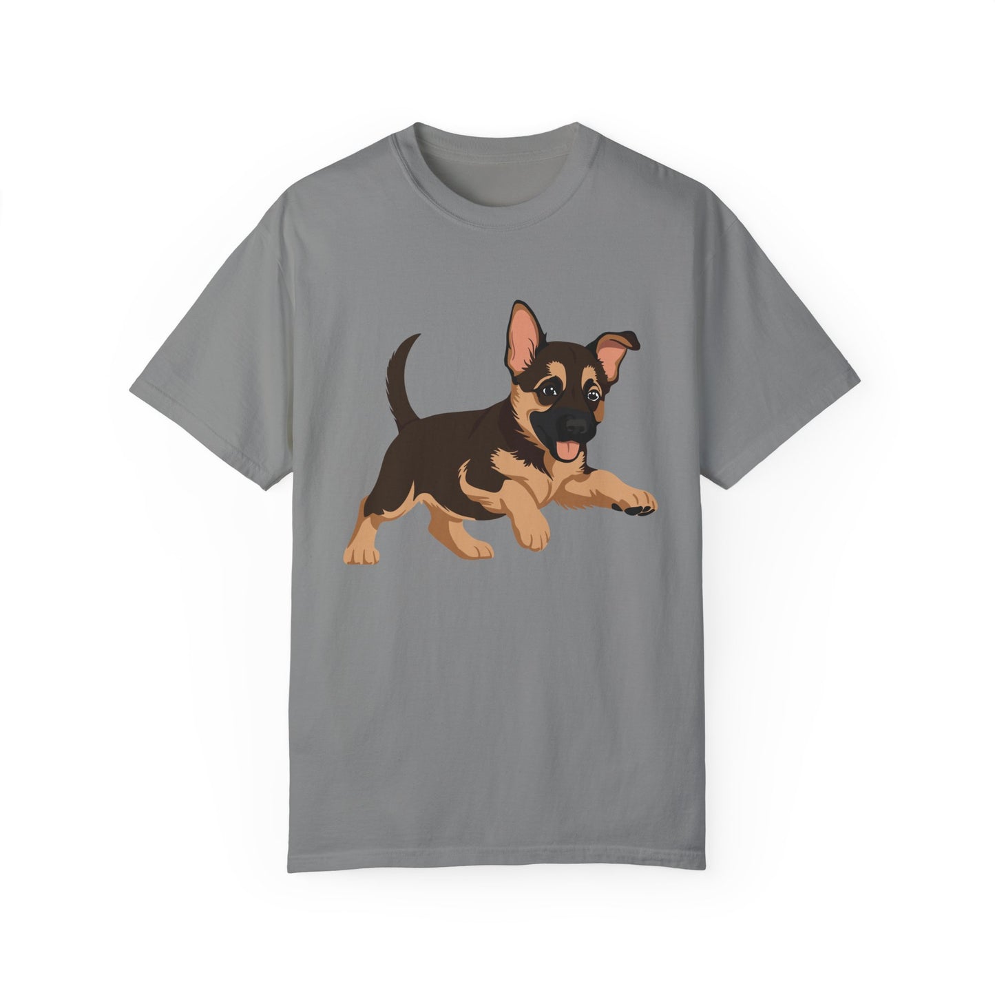 Unisex Dog Lover T-Shirt With a Graphic of Cute Playing German Shepherd Puppy