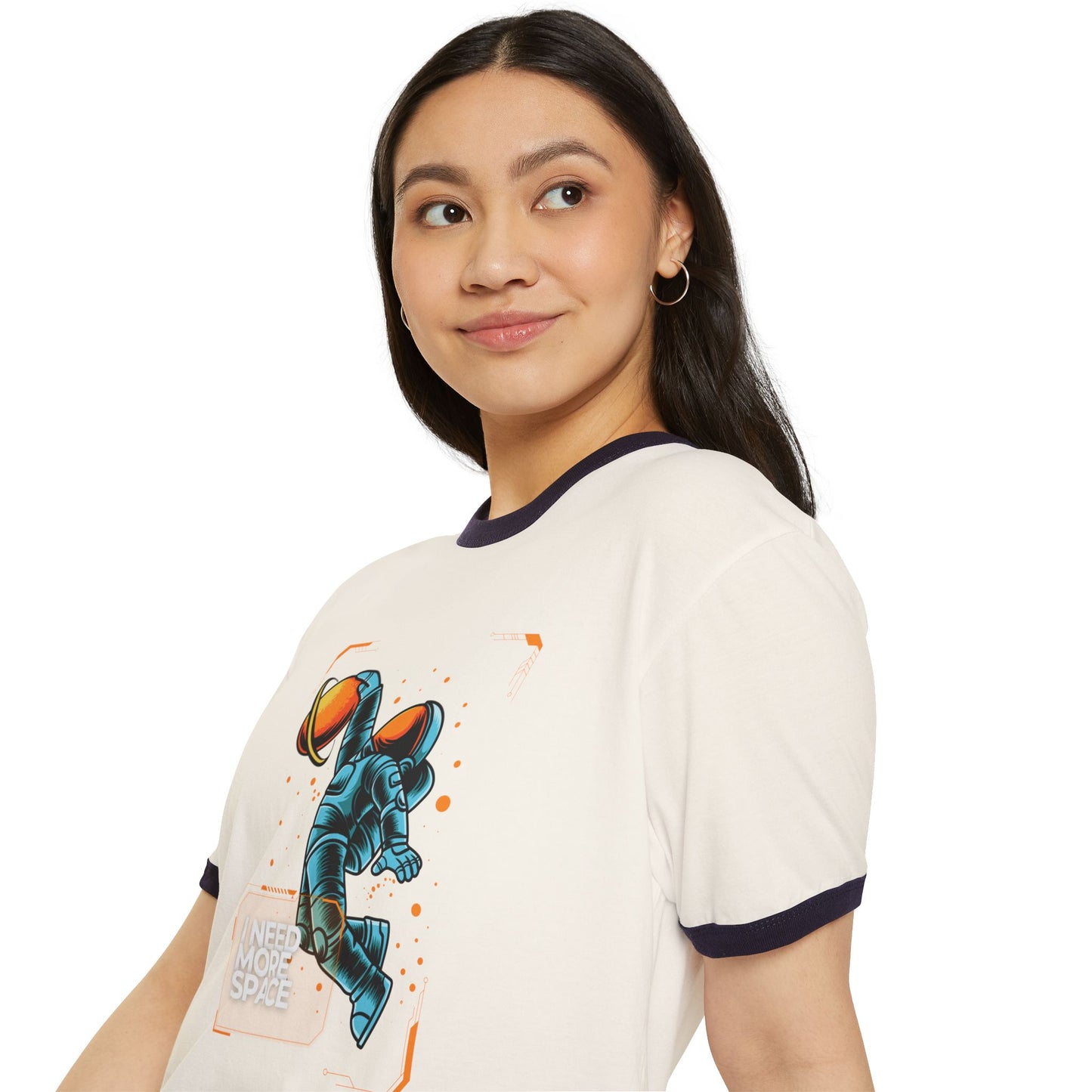 Retro Space Ringer T-Shirt - "I Need More Space", Unisex Graphic Tee, Vintage Style Shirt for Space Lovers, Cool Gift for Him/Her, Fun Everyday Wear