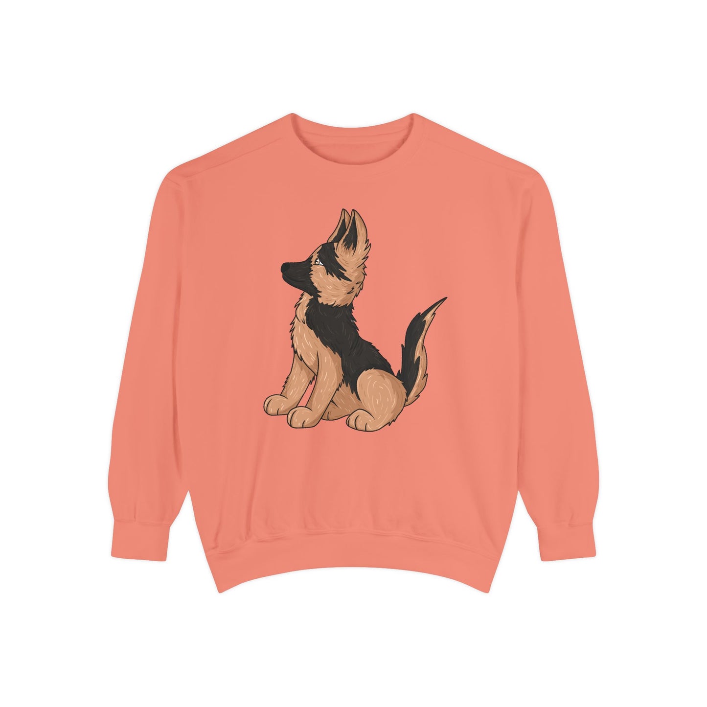 Unisex Dog Lover Sweatshirt With a Graphic of Cute German Shepherd Puppy Looking Upward