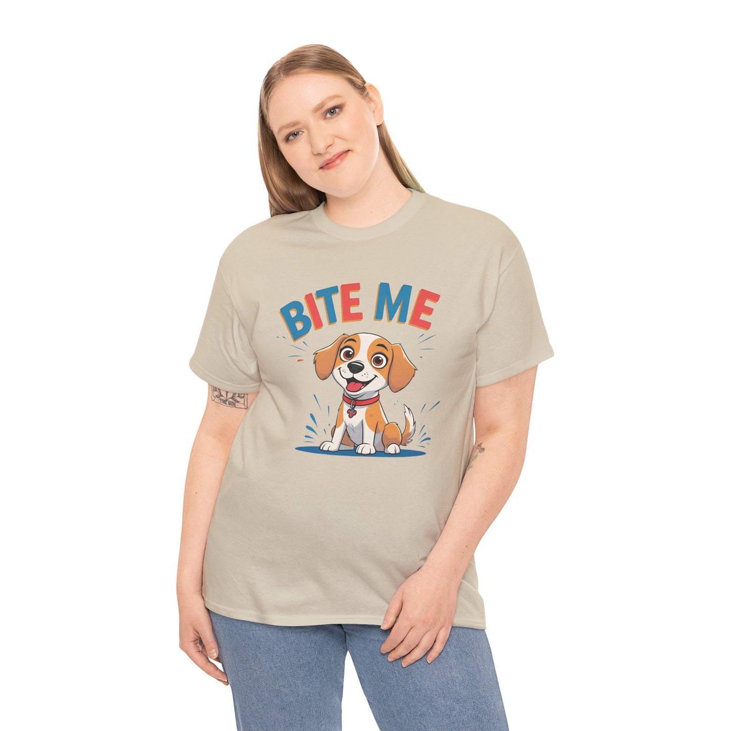 Playful Dog Lover Tee, Bite Me Unisex Cotton T-Shirt for Dog Trainers, Funny Gift for Dog Lovers, Cute Dog Apparel
