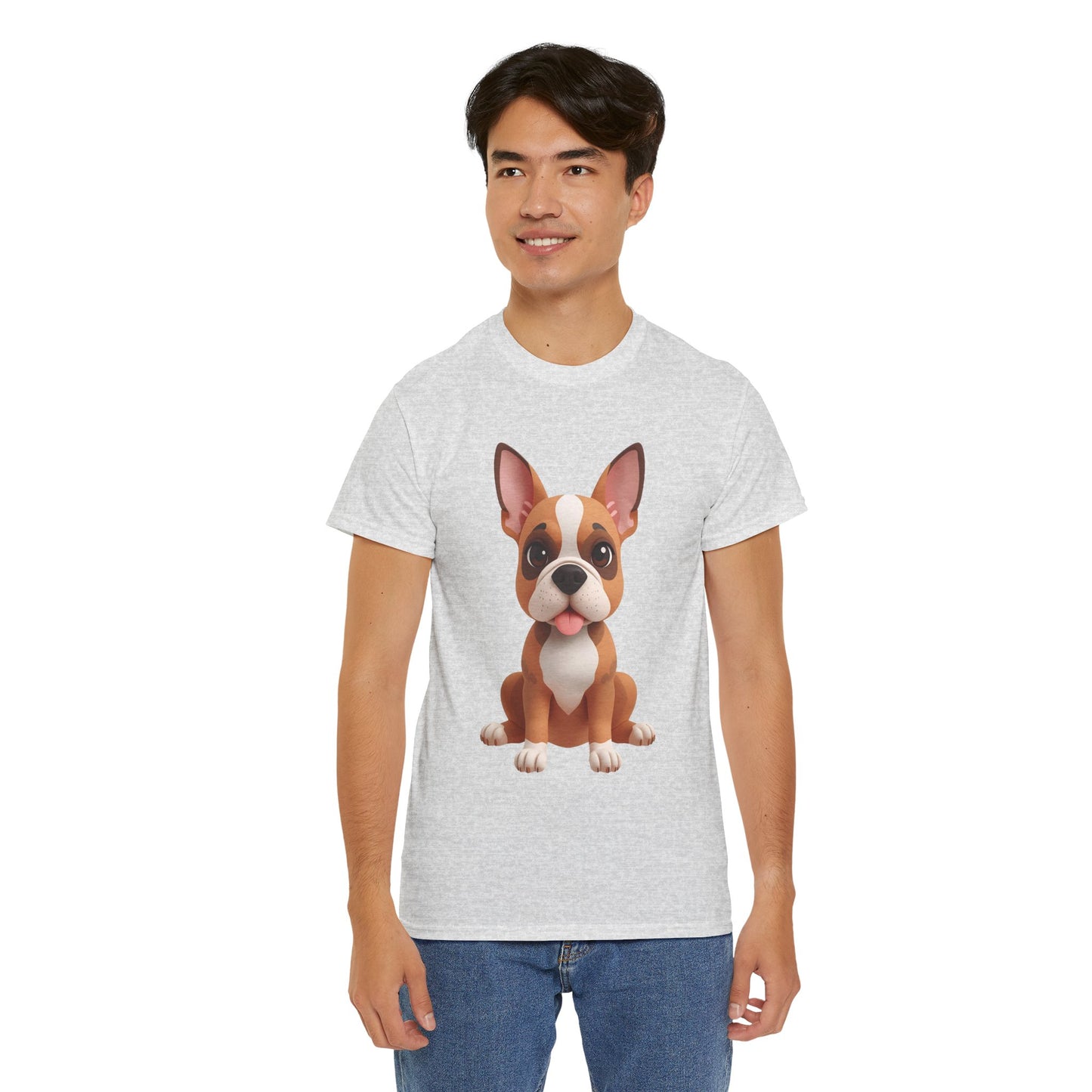 Cute 3D French Bulldog T-Shirt Unisex Heavy Cotton Tee, Dog Lover Gift