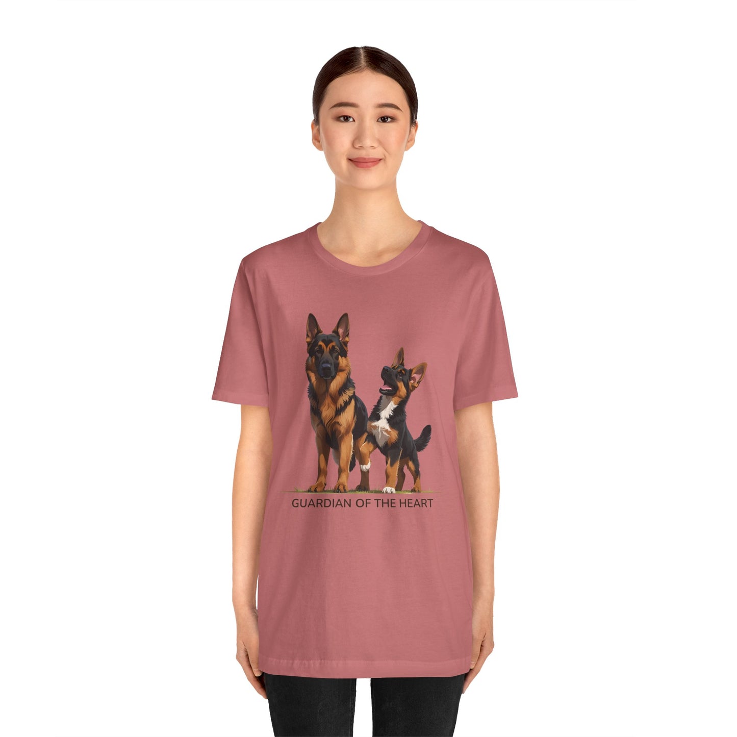 German Shepherd and Puppy Tee - Guardian of the Heart, Gifting for Pet Owners, Cute Graphic Shirt, Perfect for Birthdays, Dog-Themed Apparel