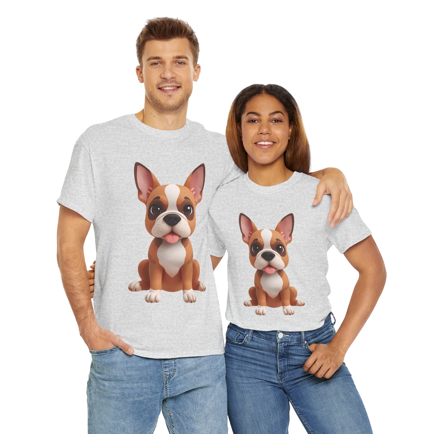 Cute 3D French Bulldog T-Shirt Unisex Heavy Cotton Tee, Dog Lover Gift