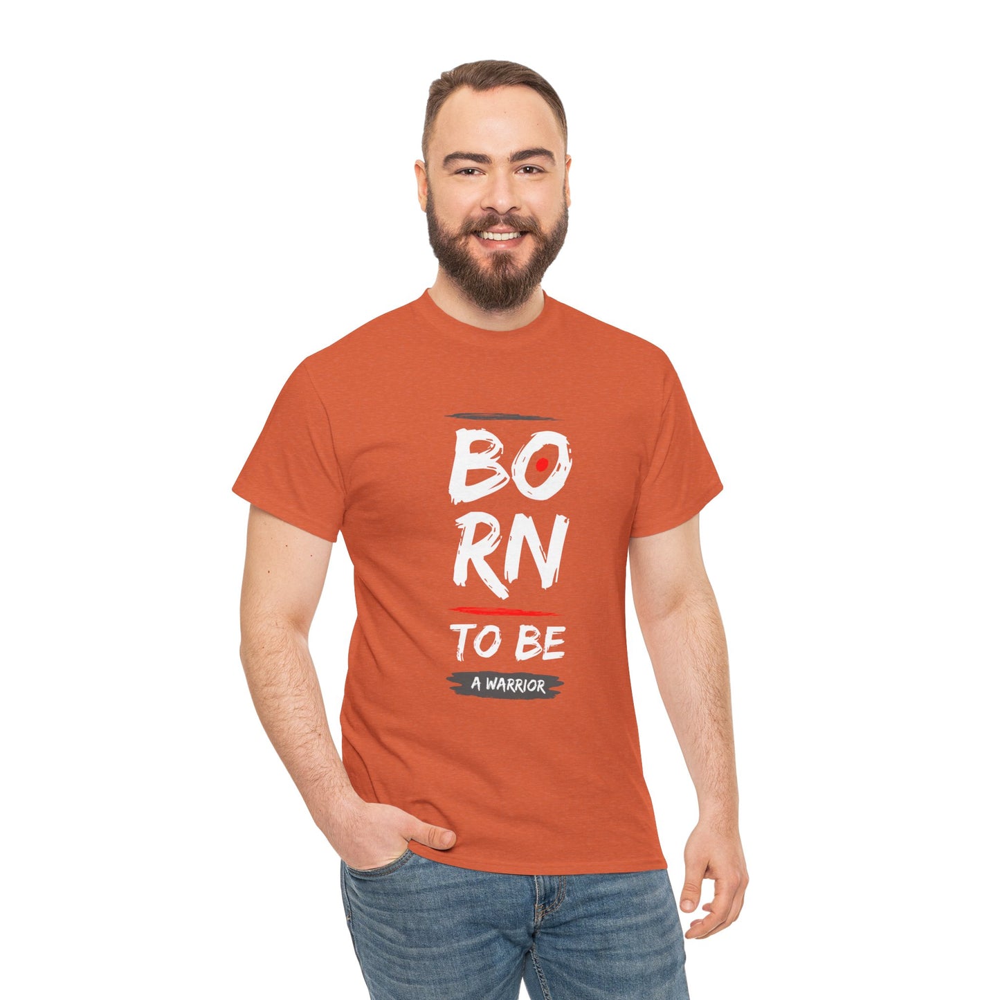 Born to Be a Warrior Unisex Heavy Cotton Tee, Inspirational Shirt for Veterans, Motivational Gift, Fitness Apparel, Casual Wear