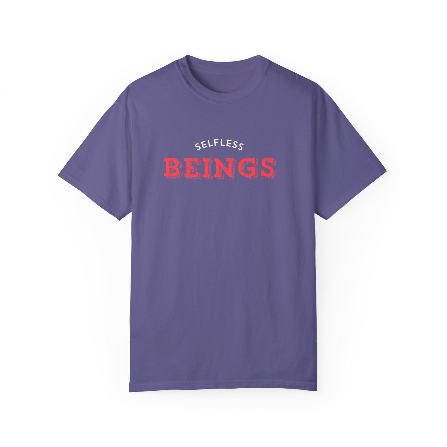 Unisex Dog Lover T-Shirt With Text "Selfless Beings" Designed in Red and White Style