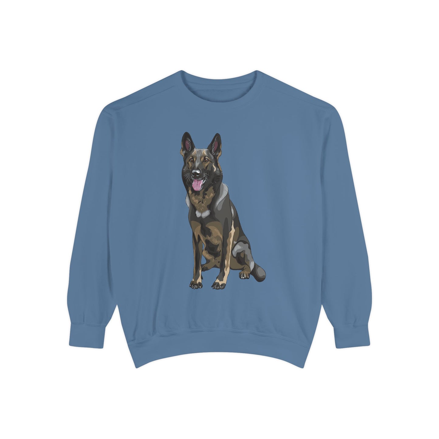 Unisex Dog Lover Sweatshirt With a Graphic of Sable German Shepherd Sloppily Sitting