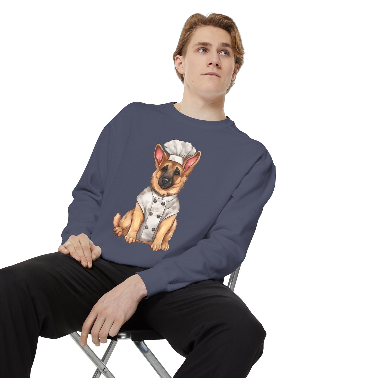 Chef German Shepherd Unisex Garment-Dyed Sweatshirt - Cute Dog Lover Gift