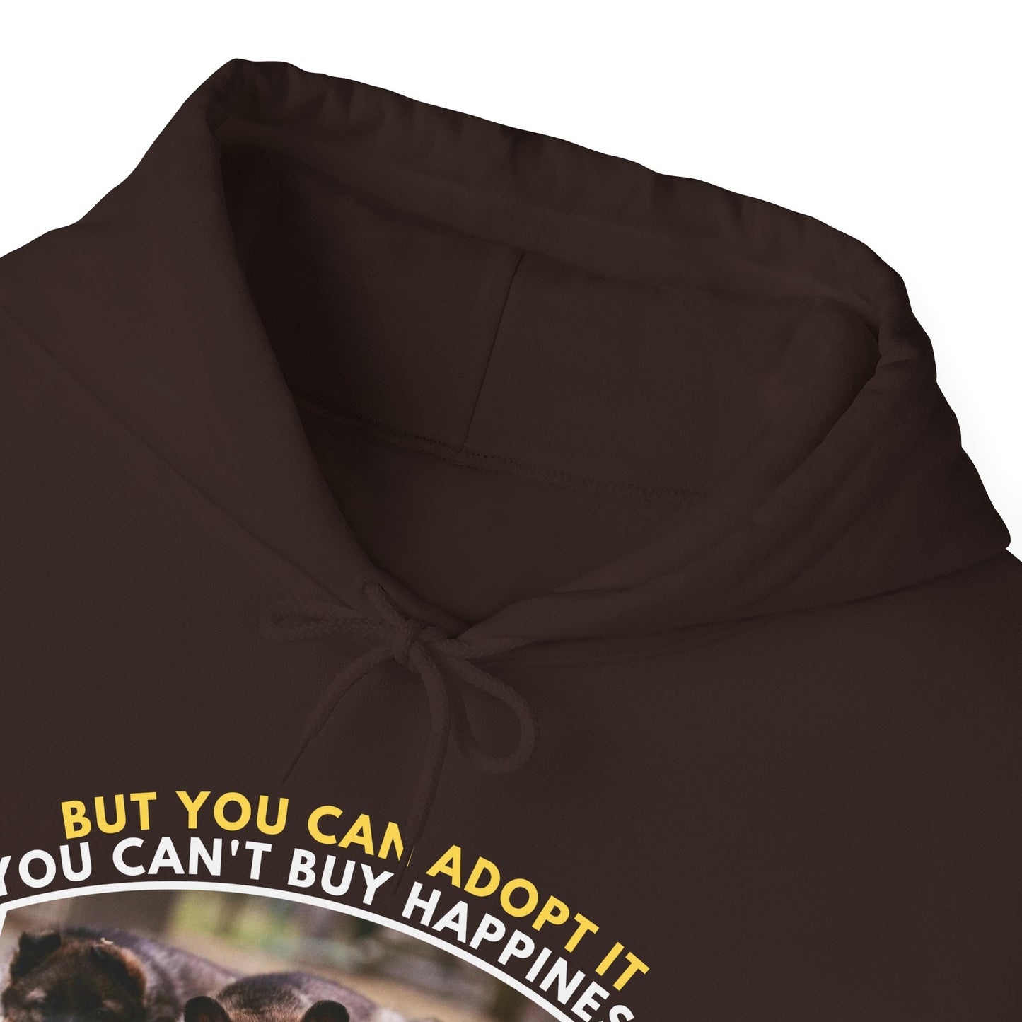 Unisex Dog Lover Hoodie With Three Cute German Shepherd Puppies Sitting in a Row and Caption You Can't Buy Happiness But You Can Adopt It