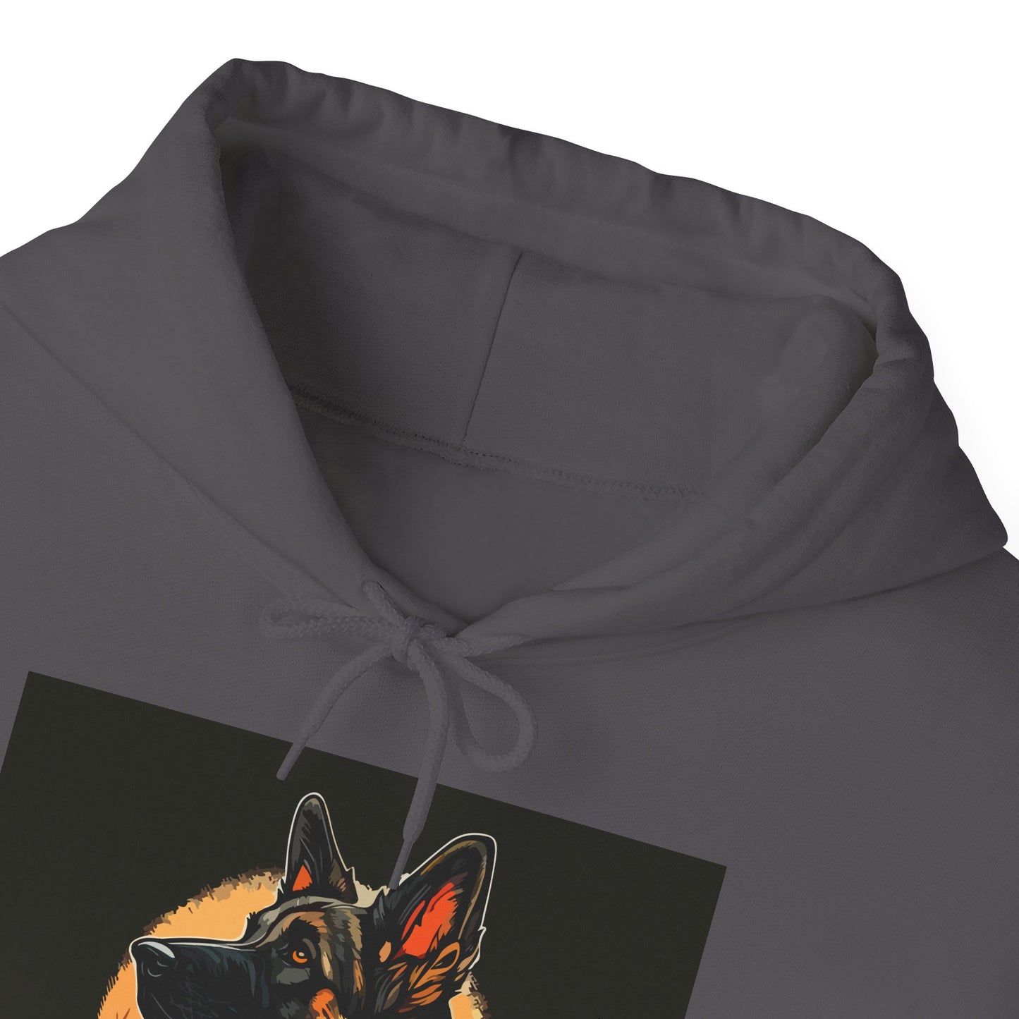 Unisex Dog Lover Hoodie With a Close Up Graphic of a German Shepherd In Front of Moon