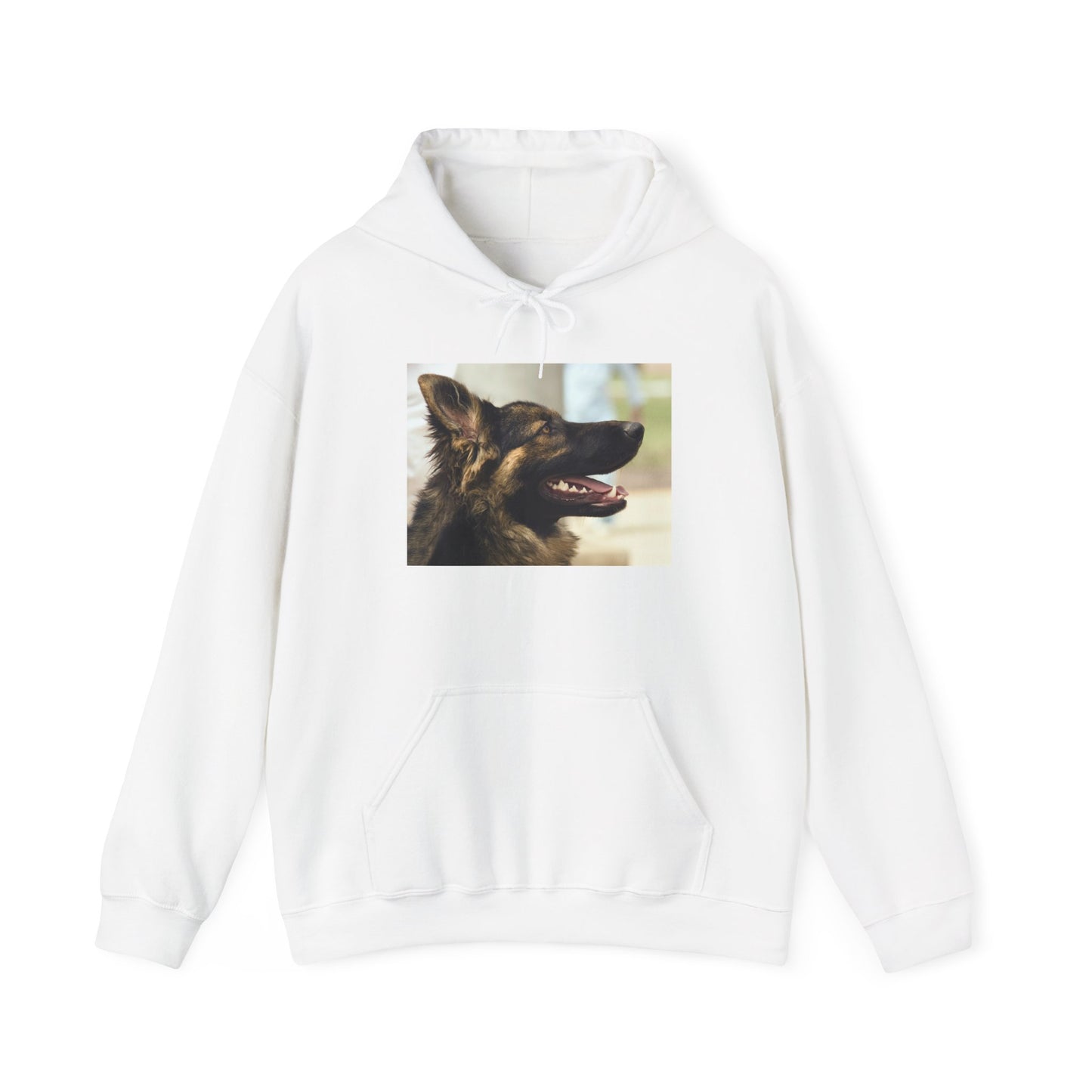 A Unisex Hoodie With Close Up of Working German Shepherd Mouth Opened