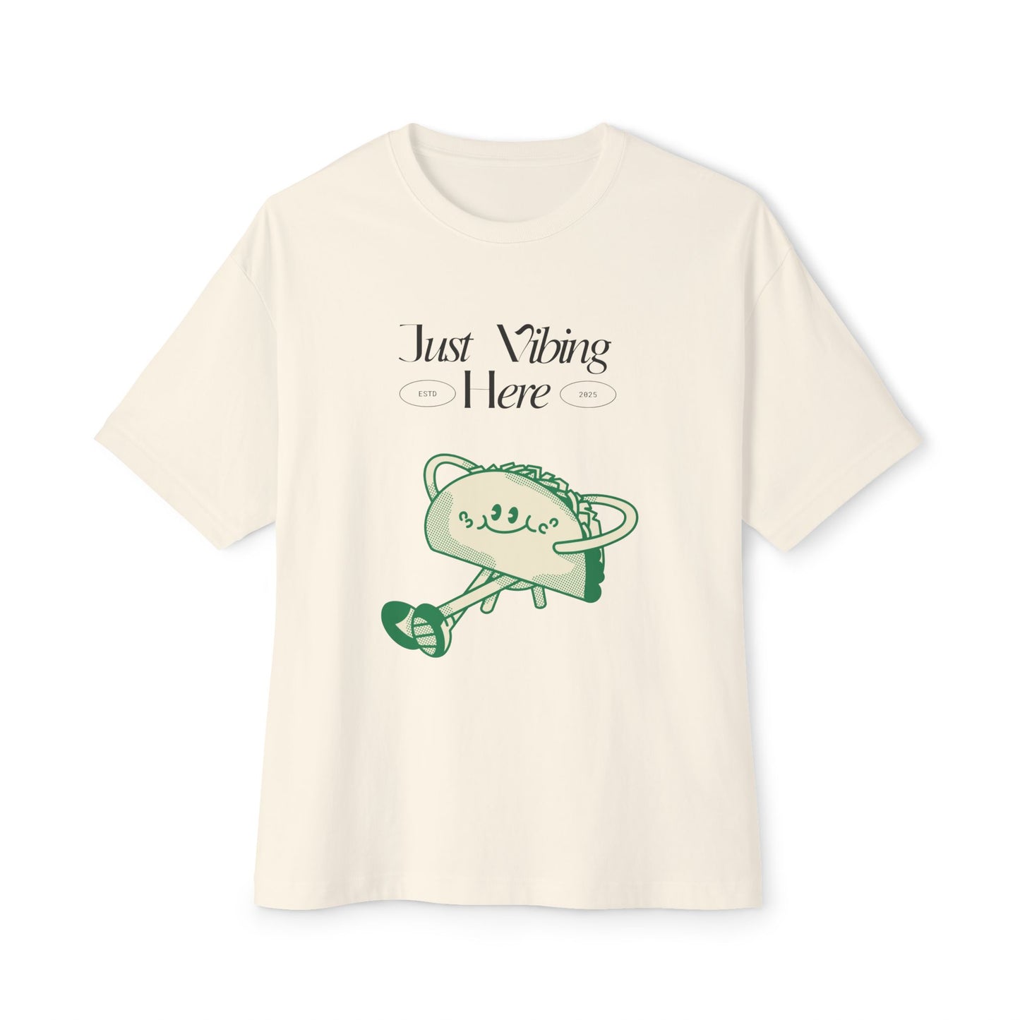 Just Vibing Here Unisex Oversized Tee, Casual Graphic Top, Everyday Wear, Comfortable Summer Shirt, Unique Gift Idea, Relaxed Fit Tee