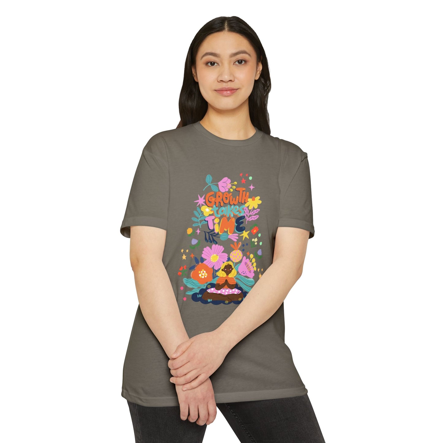 Growth Takes Time Floral Unisex T-Shirt, Spring Tee, Inspirational T-Shirt, Casual Wear, Unique Gift Idea