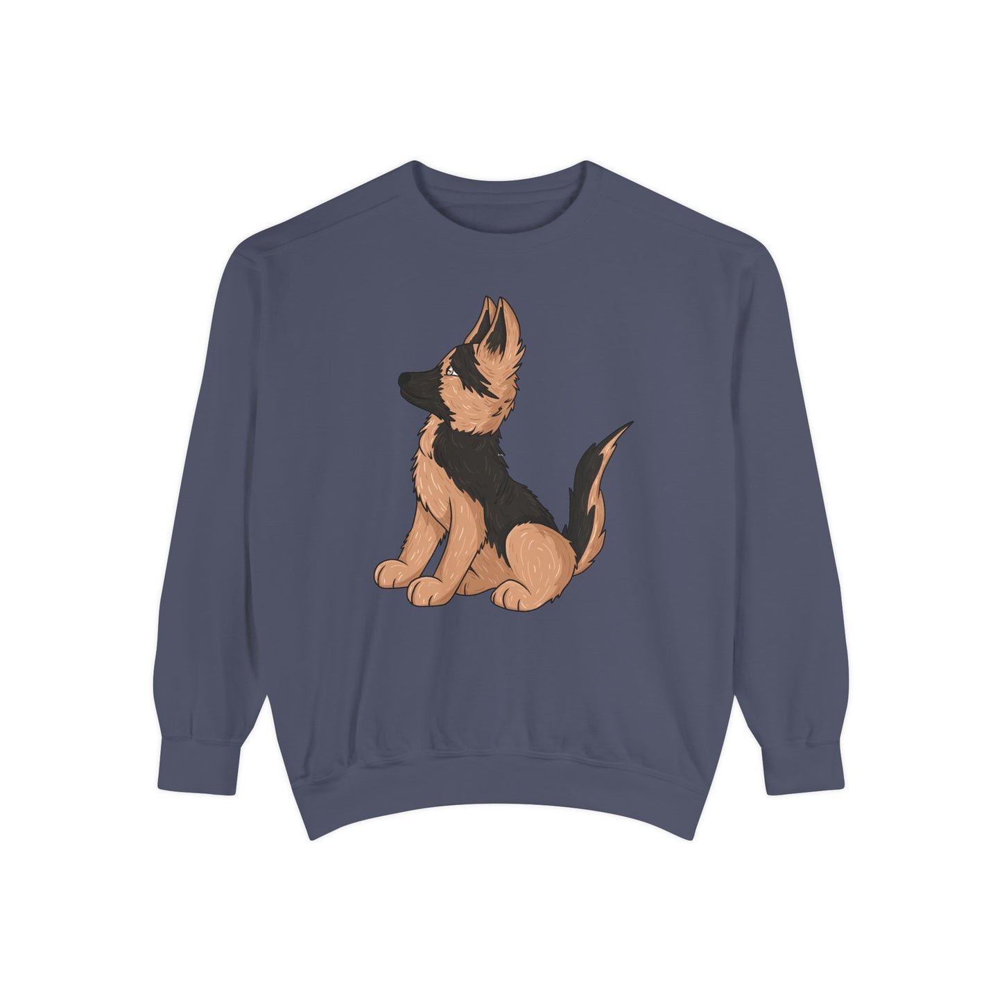 Unisex Dog Lover Sweatshirt With a Graphic of Cute German Shepherd Puppy Looking Upward