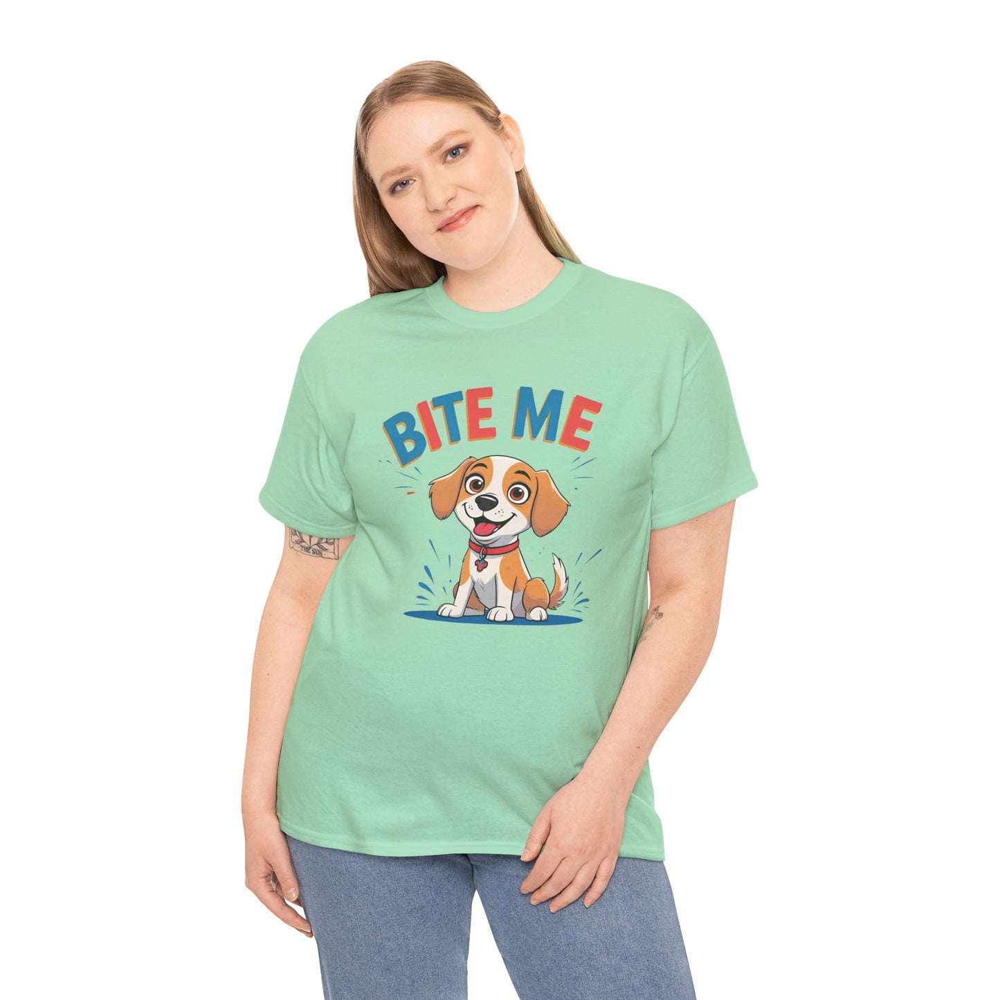 Playful Dog Lover Tee, Bite Me Unisex Cotton T-Shirt for Dog Trainers, Funny Gift for Dog Lovers, Cute Dog Apparel