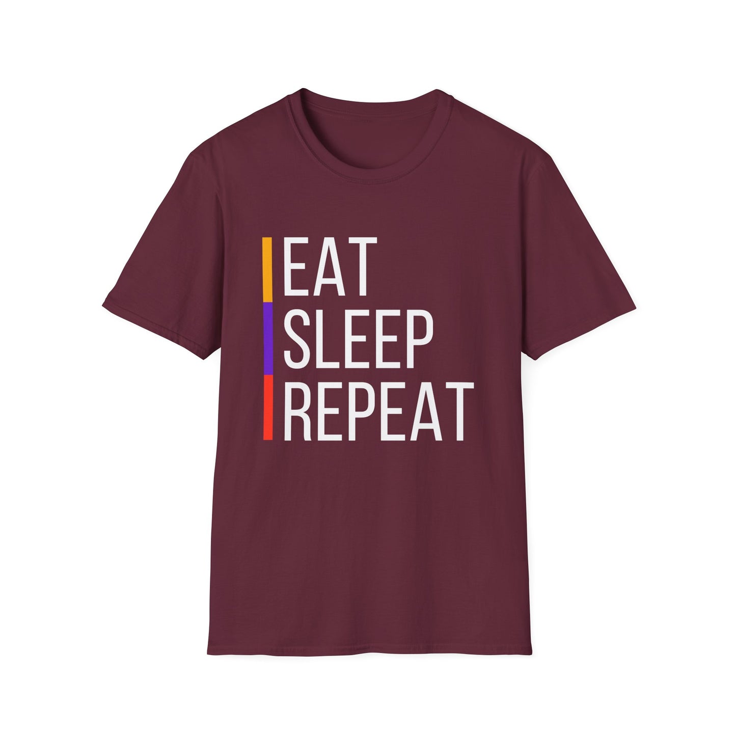 Eat Sleep Repeat Unisex Softstyle T-Shirt - Perfect for Casual Outings, Funny Gift, Relaxation Apparel, Everyday Wear, Motivational Tee