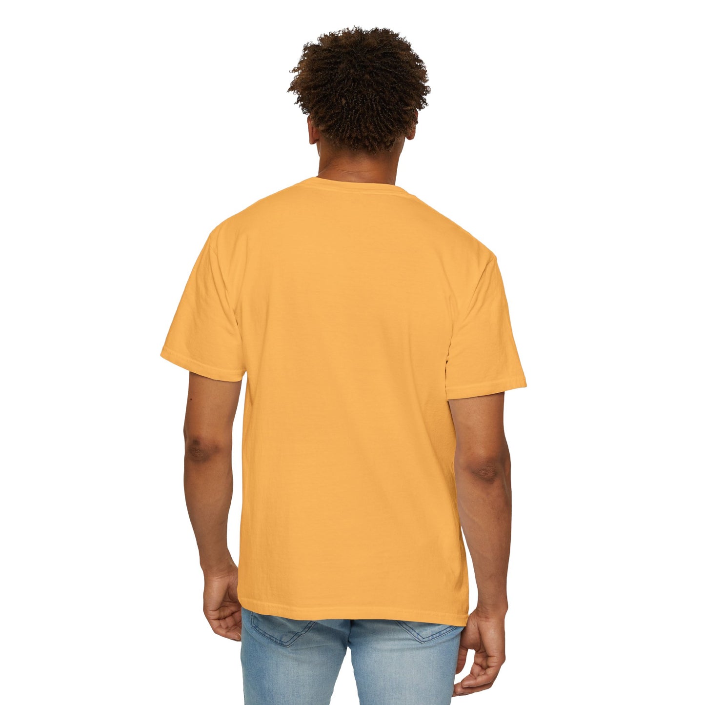 Unisex Dog Lover T-Shirt With Close Up Graphic of German Shepherd and Caption Selfless Beings is Written with Text Effect in Light Orange