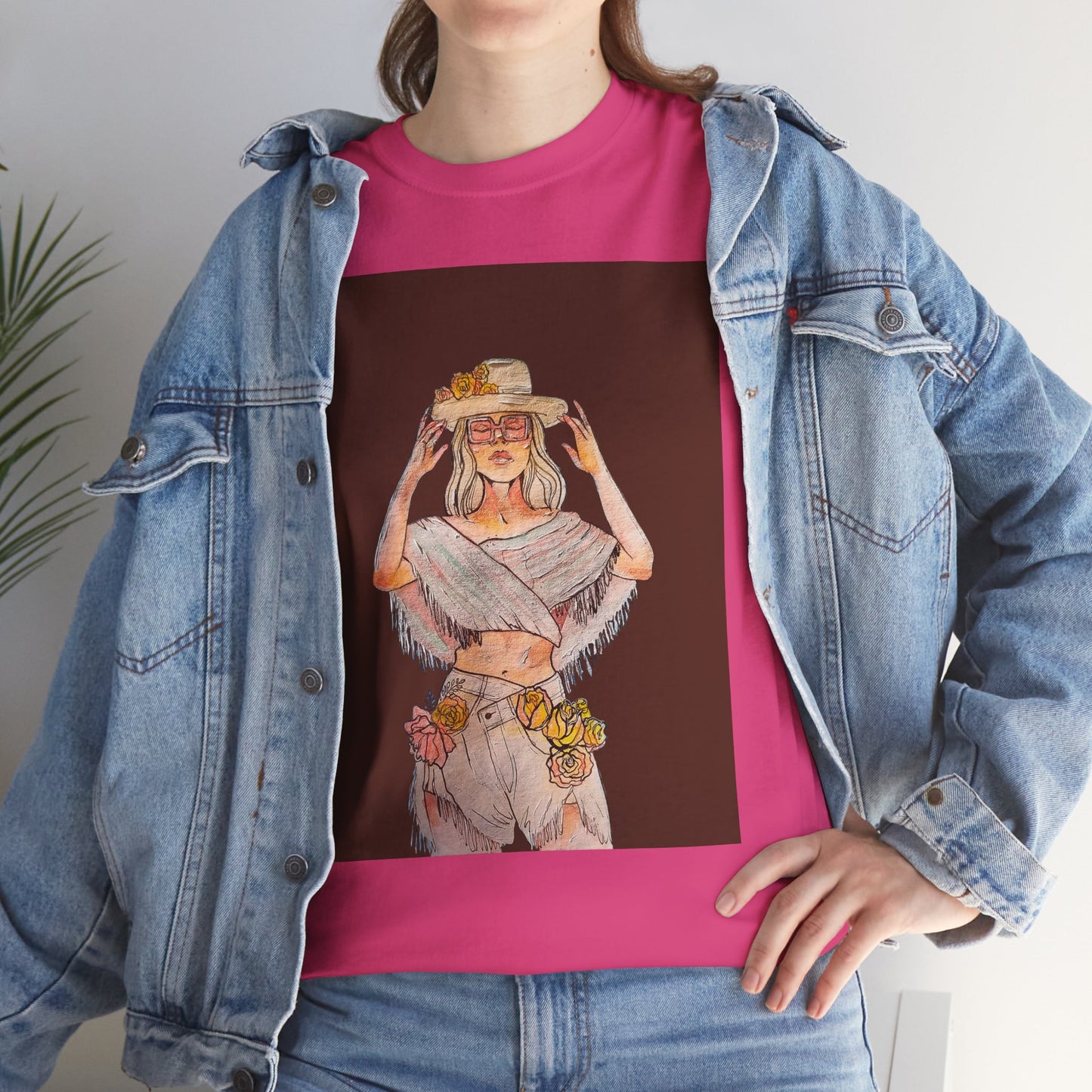 Bohemian Vibes Unisex Heavy Cotton Vintage Tee, Casual Wear, Summer Style Shirt, Gift for Her, Festival Outfit, Art-Inspired Apparel