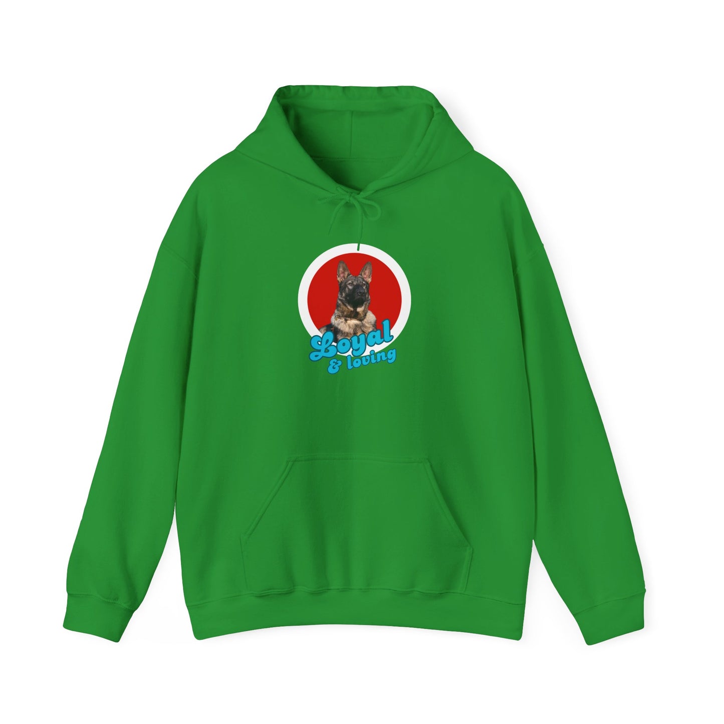 Unisex Dog Lover Hoodie With Close Up of Working Line German Shepherd and Caption Loyal & Loving