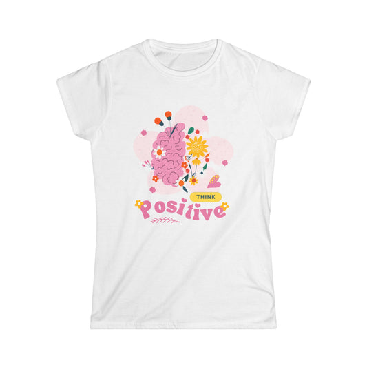 Positive Vibes Floral Women's Softstyle Tee, Inspirational Shirt, Motivational Gift, Self-Care Apparel, Women's Graphic T-Shirt