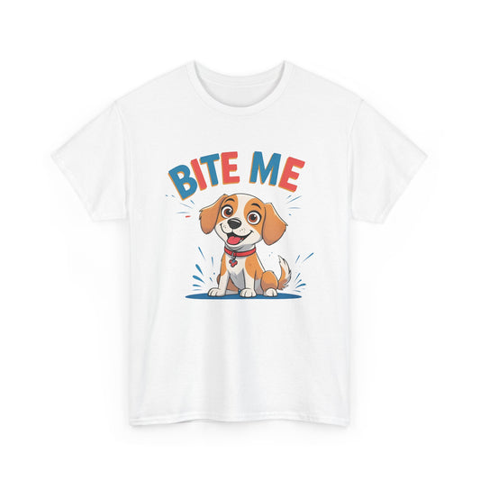 Playful Dog Lover Tee, Bite Me Unisex Cotton T-Shirt for Dog Trainers, Funny Gift for Dog Lovers, Cute Dog Apparel
