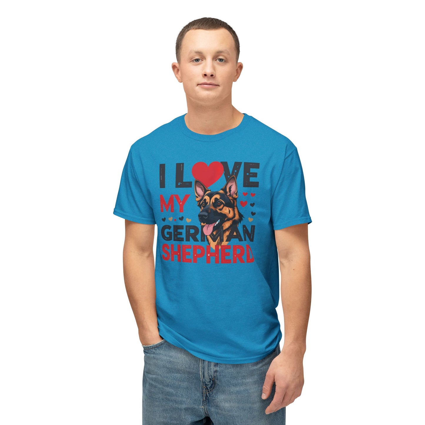 I Love My German Shepherd T-Shirt, Cute Dog Lover Gift, Pet Parent Apparel, Dog Adoption Celebration, Canine Lover's Tee