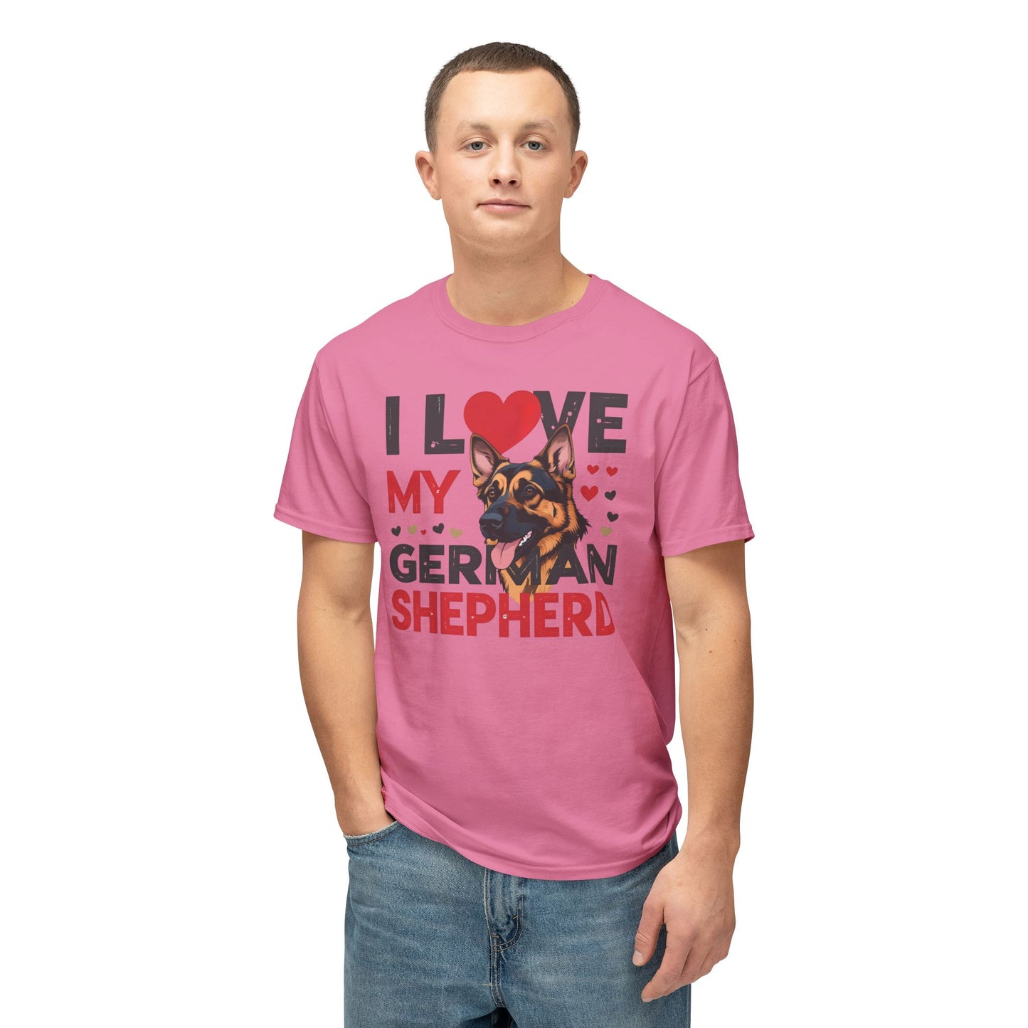 I Love My German Shepherd T-Shirt, Cute Dog Lover Gift, Pet Parent Apparel, Dog Adoption Celebration, Canine Lover's Tee