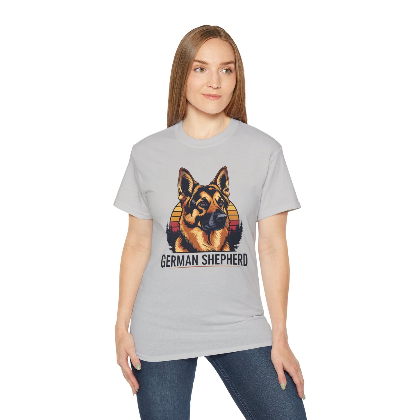 German Shepherd Ultra Cotton Tee, Dog Lover Gift, Retro Design, Pet Owner Shirt, Animal Apparel, Birthday Gift, Casual Wear