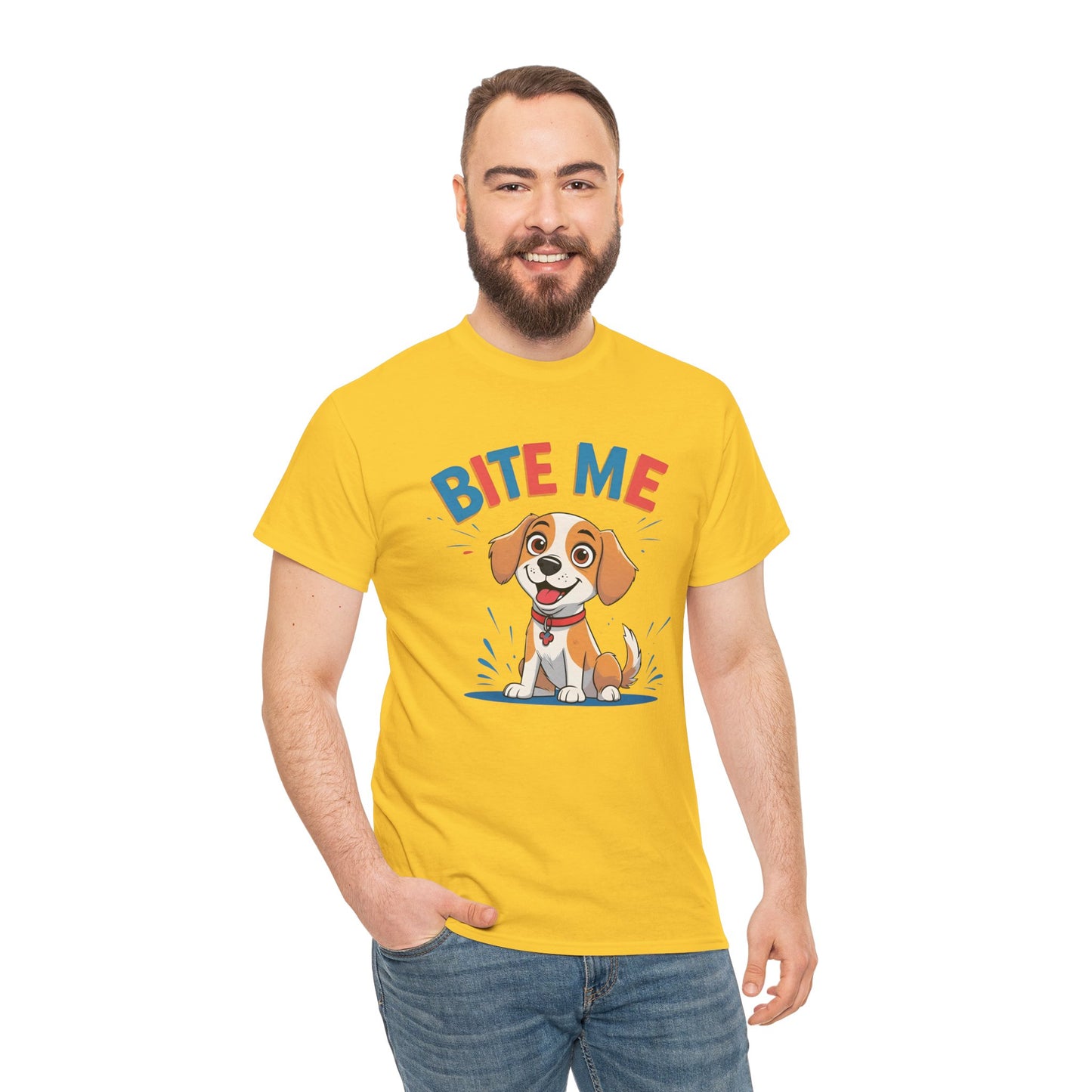 Playful Dog Lover Tee, Bite Me Unisex Cotton T-Shirt for Dog Trainers, Funny Gift for Dog Lovers, Cute Dog Apparel