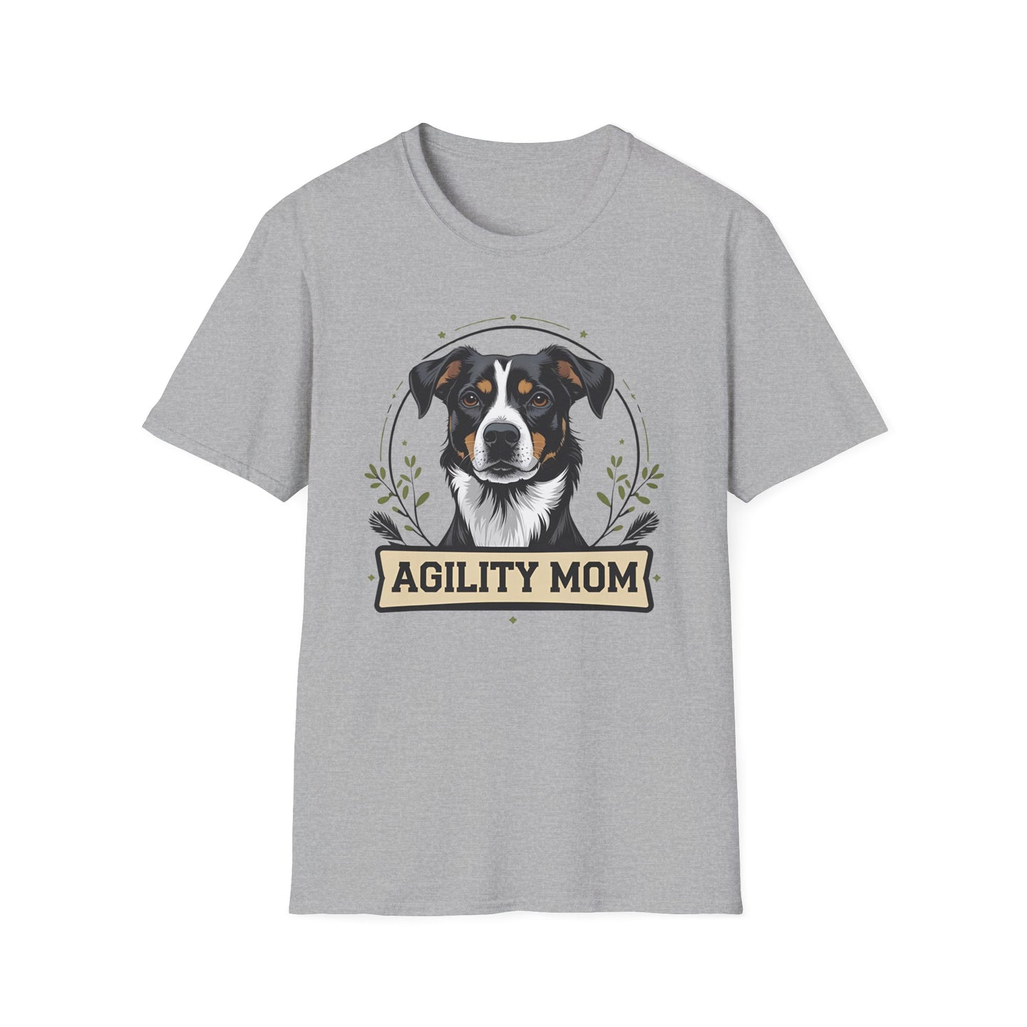 Agility Mom Unisex Softstyle T-Shirt | Perfect Gift for Dog Lovers, Pet Moms, Agility Enthusiasts, Women’s Dog Apparel, Casual Wear