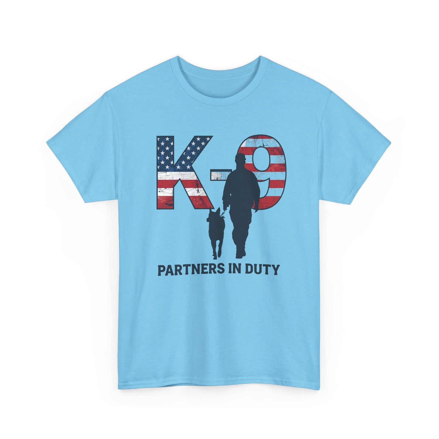 Patriotic K-9 T-Shirt - Partners in Duty Tee | Unisex Heavy Cotton Tee for Dog Lovers, Military Support, Gifts for Dog Handlers
