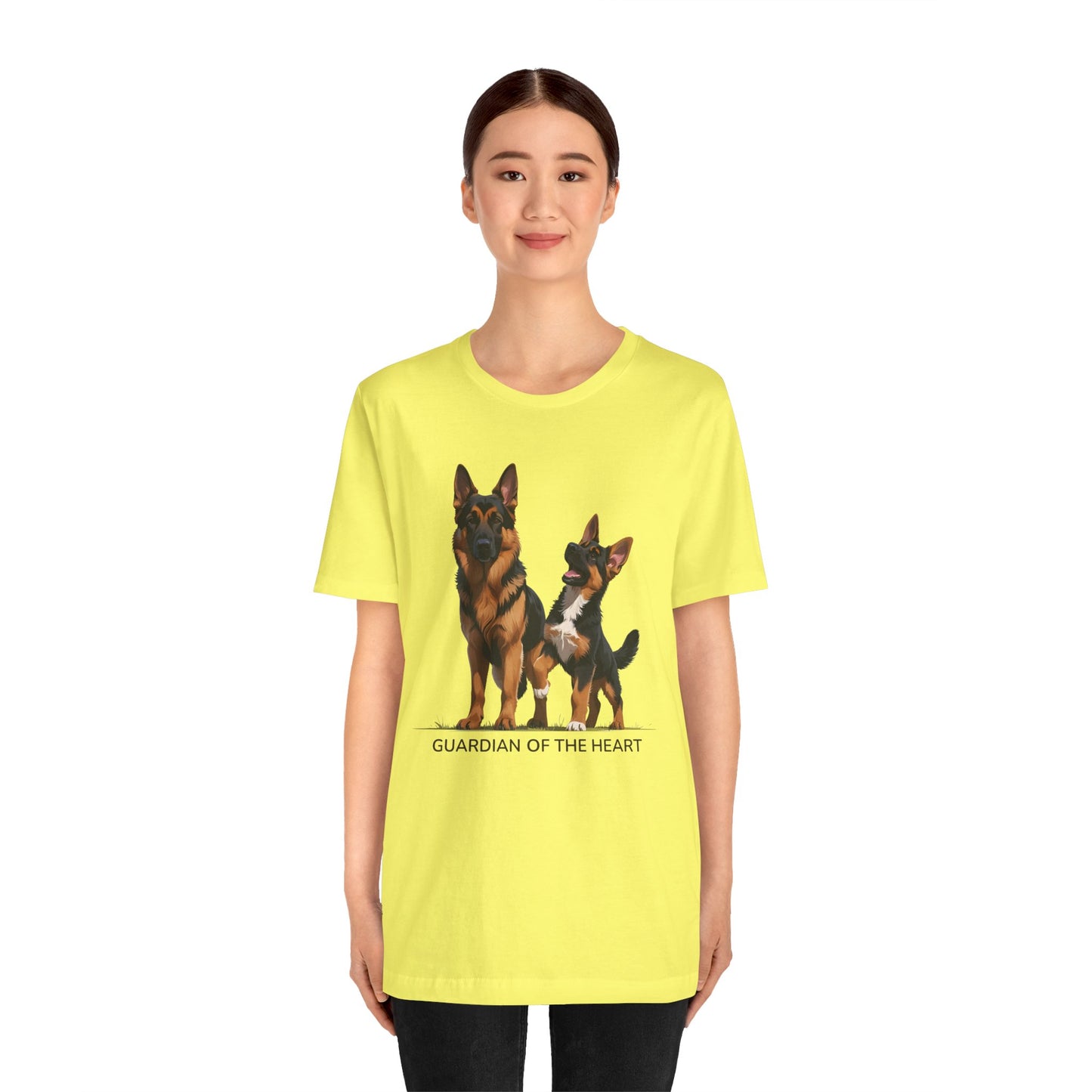 German Shepherd and Puppy Tee - Guardian of the Heart, Gifting for Pet Owners, Cute Graphic Shirt, Perfect for Birthdays, Dog-Themed Apparel