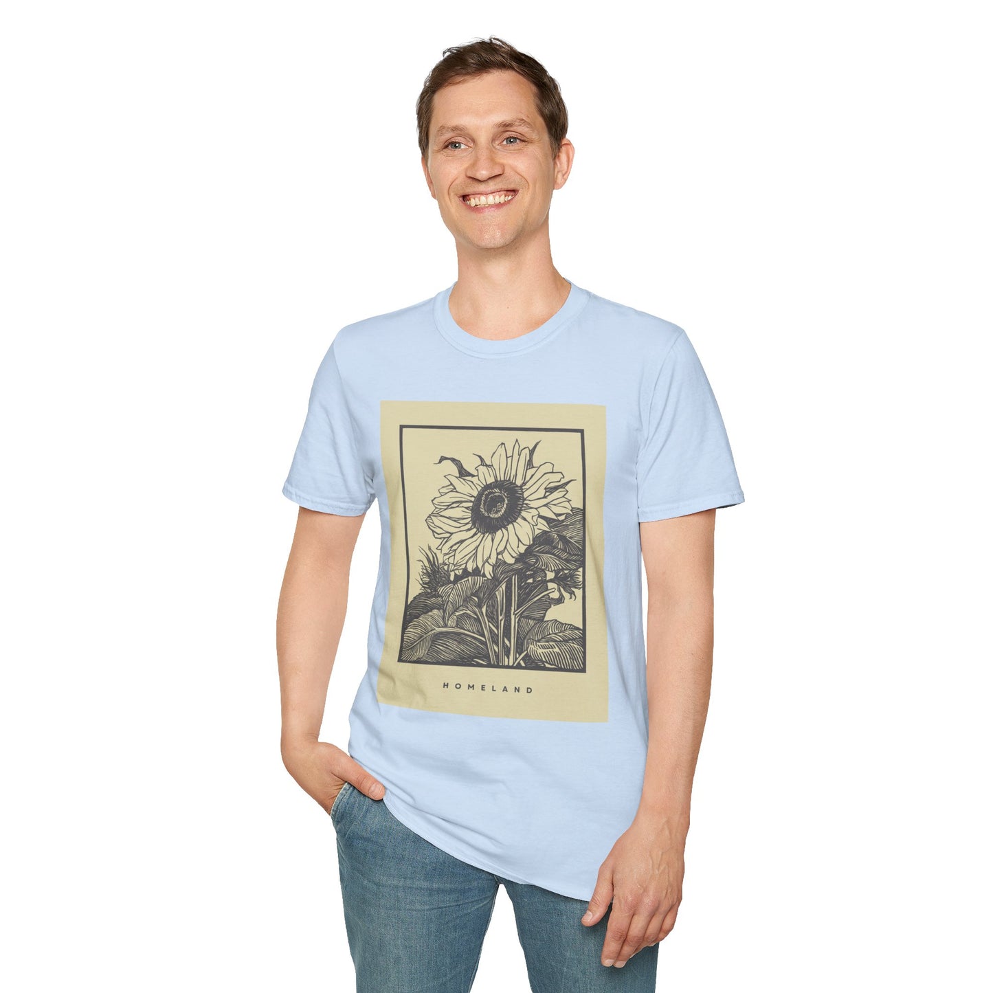 Vintage Sunflower Unisex T-Shirt, Softstyle Tee, Casual Wear, Nature Lover Gift, Summer Fashion, Homelands Design
