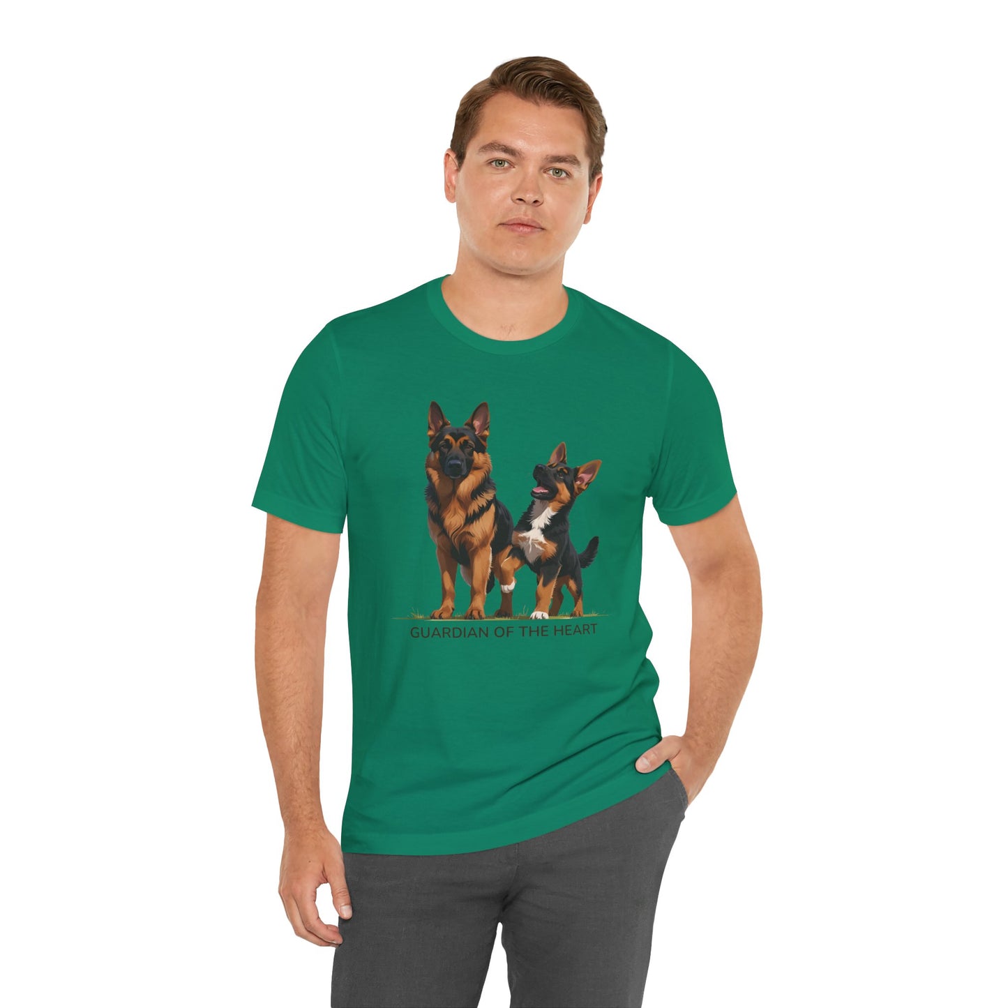 German Shepherd and Puppy Tee - Guardian of the Heart, Gifting for Pet Owners, Cute Graphic Shirt, Perfect for Birthdays, Dog-Themed Apparel
