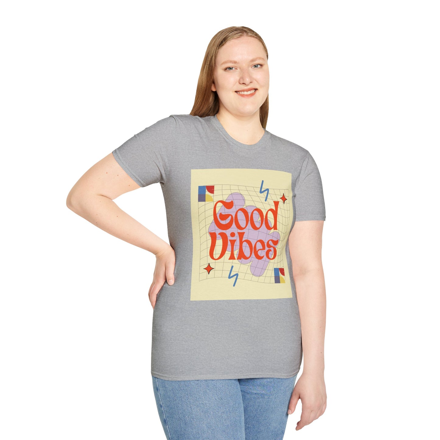 Good Vibes Unisex Softstyle T-Shirt, Relaxed Fit Tee, Casual Wear, Gift Idea, Positive Quotes, Everyday Comfort, Summer Fashion